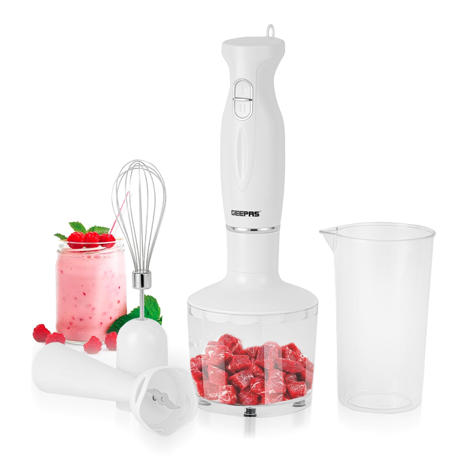 4-in-1 White Hand Blender with Electric Whisk
