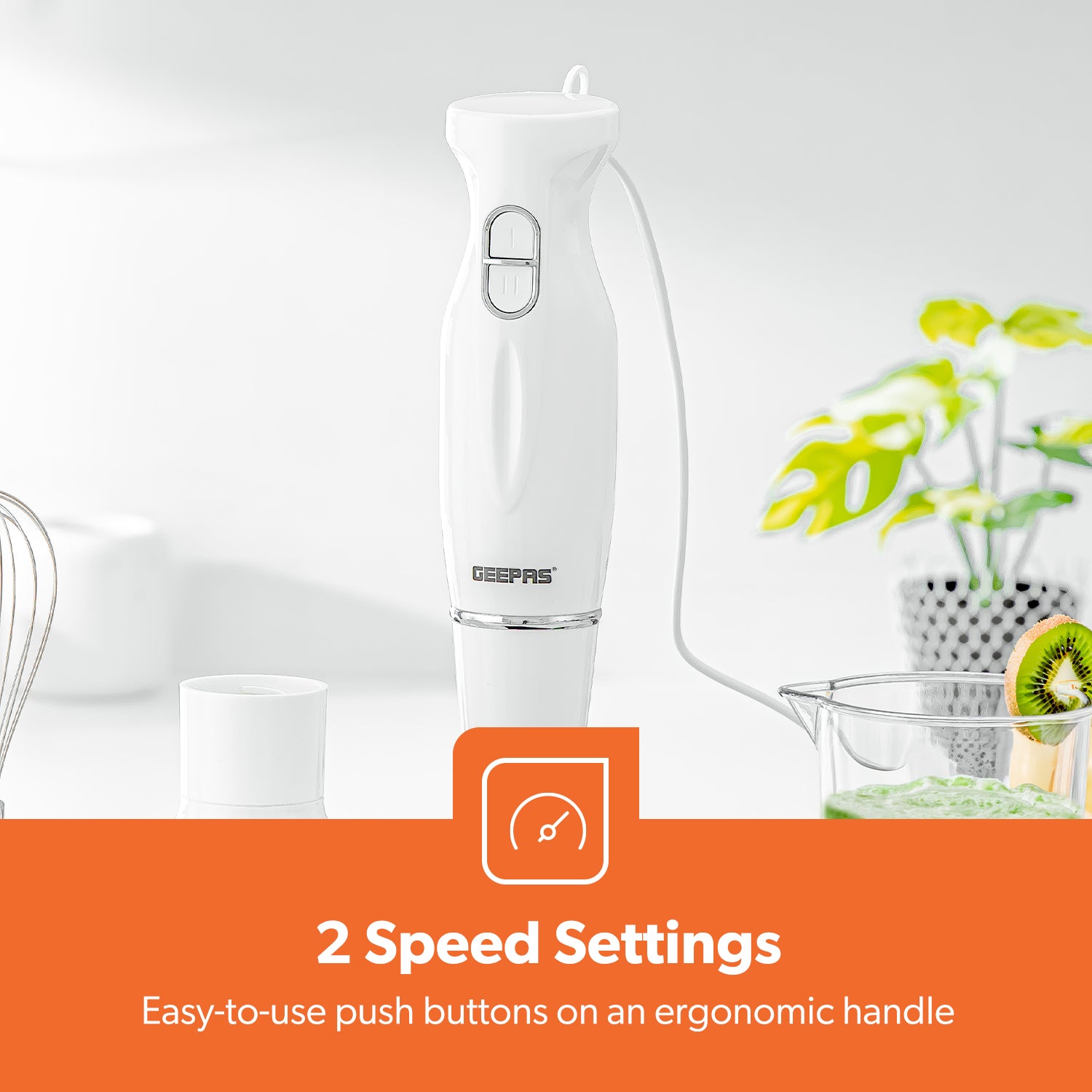 4-in-1 White Hand Blender with Electric Whisk