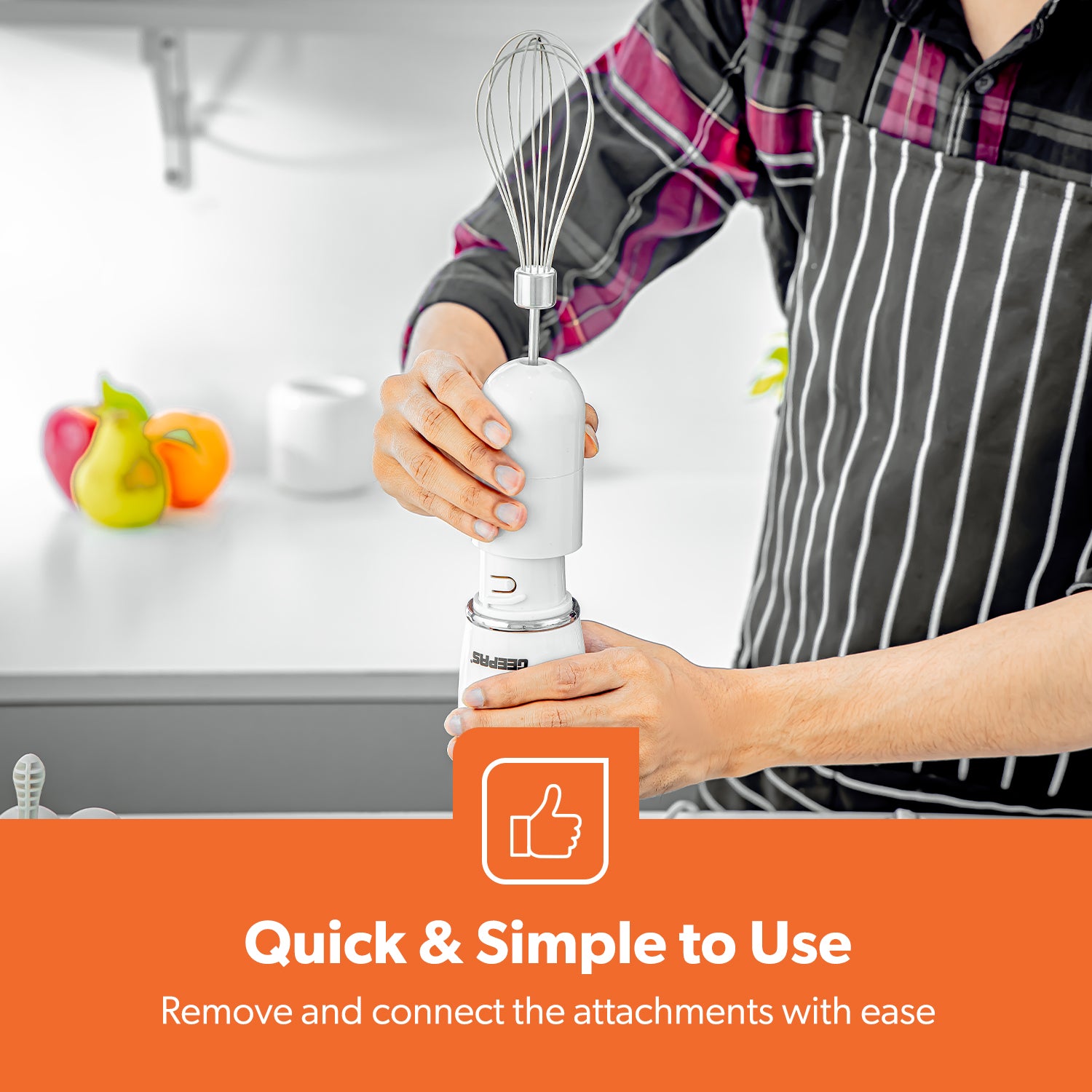 4-in-1 White Hand Blender with Electric Whisk