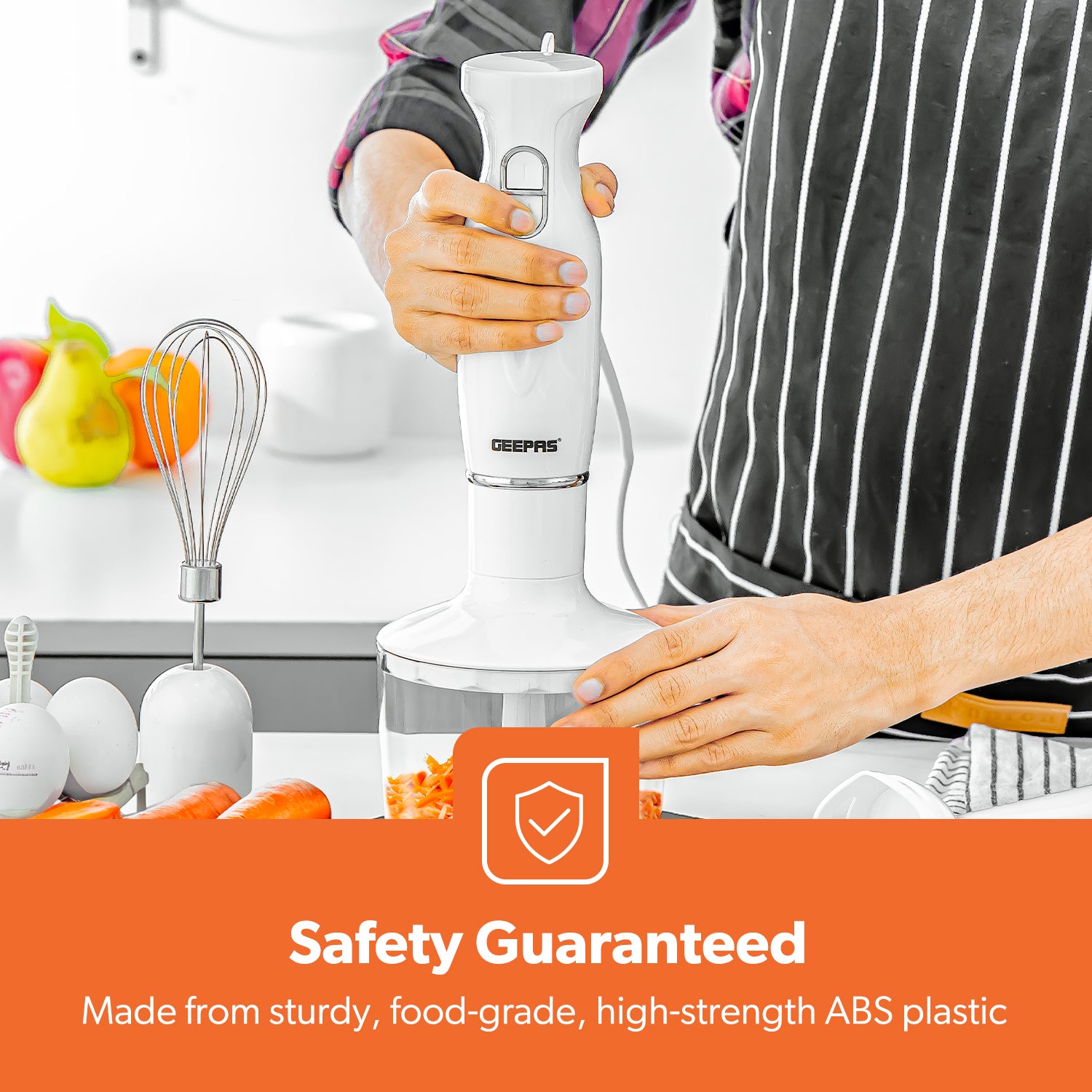 4-in-1 White Hand Blender with Electric Whisk