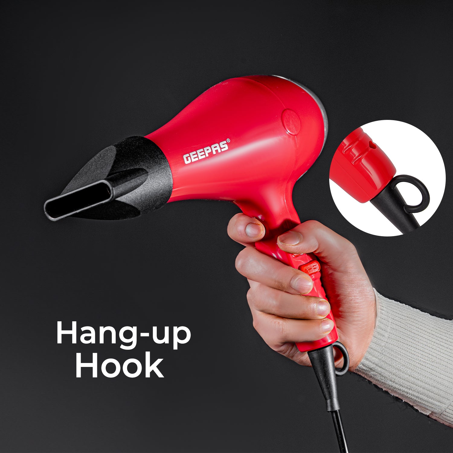 Compact 2-Speed Red Hair Dryer With Cool Shot