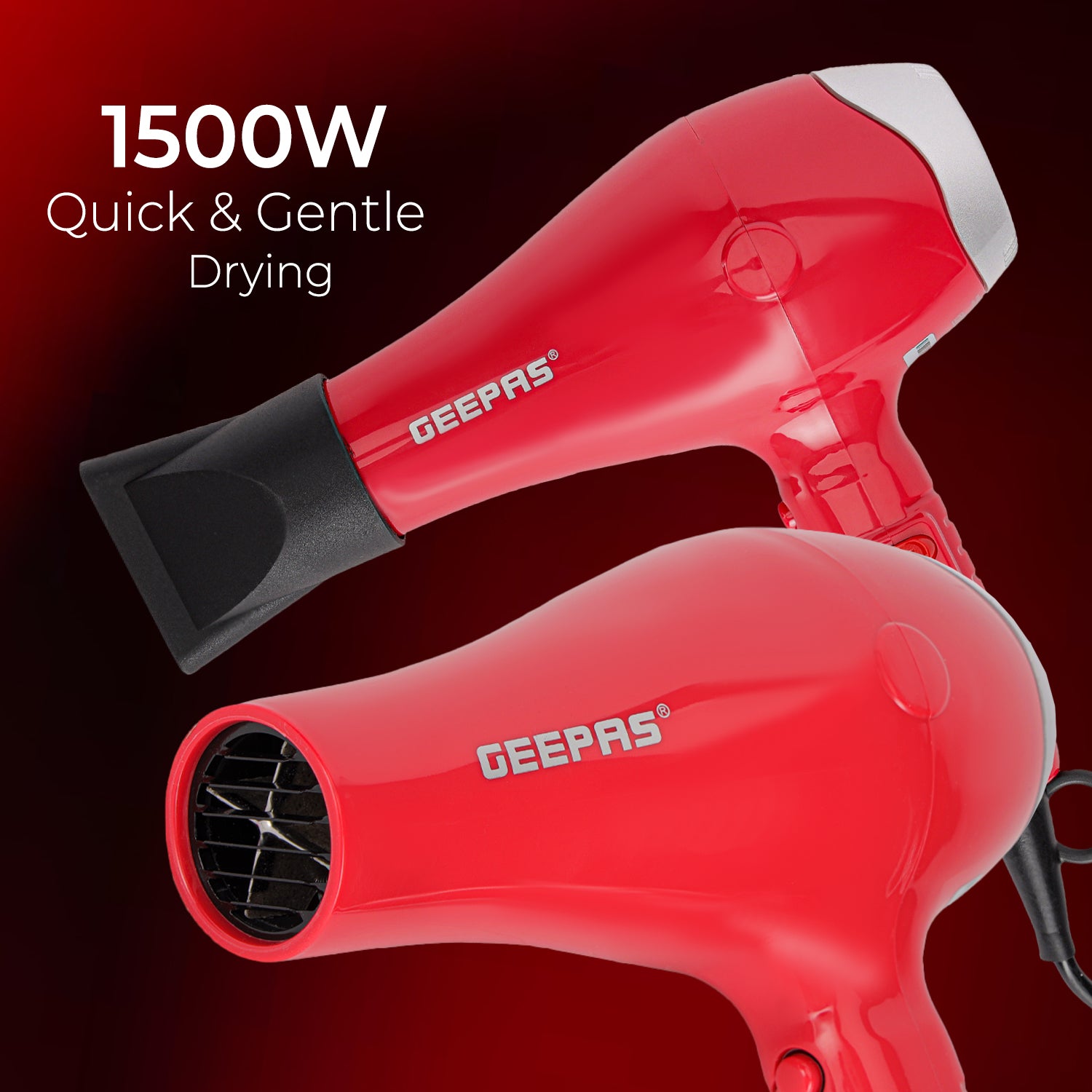 Compact 2-Speed Red Hair Dryer With Cool Shot