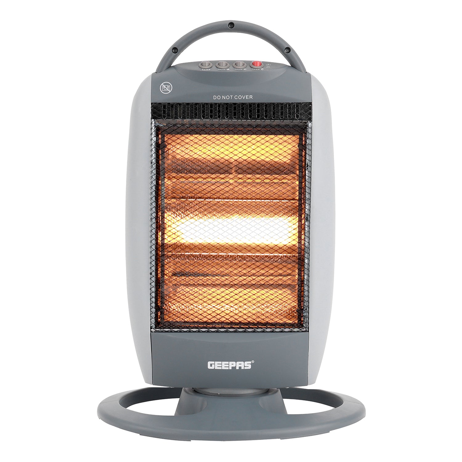 Grey Oscillating 3-Bar Halogen Heater With Handle
