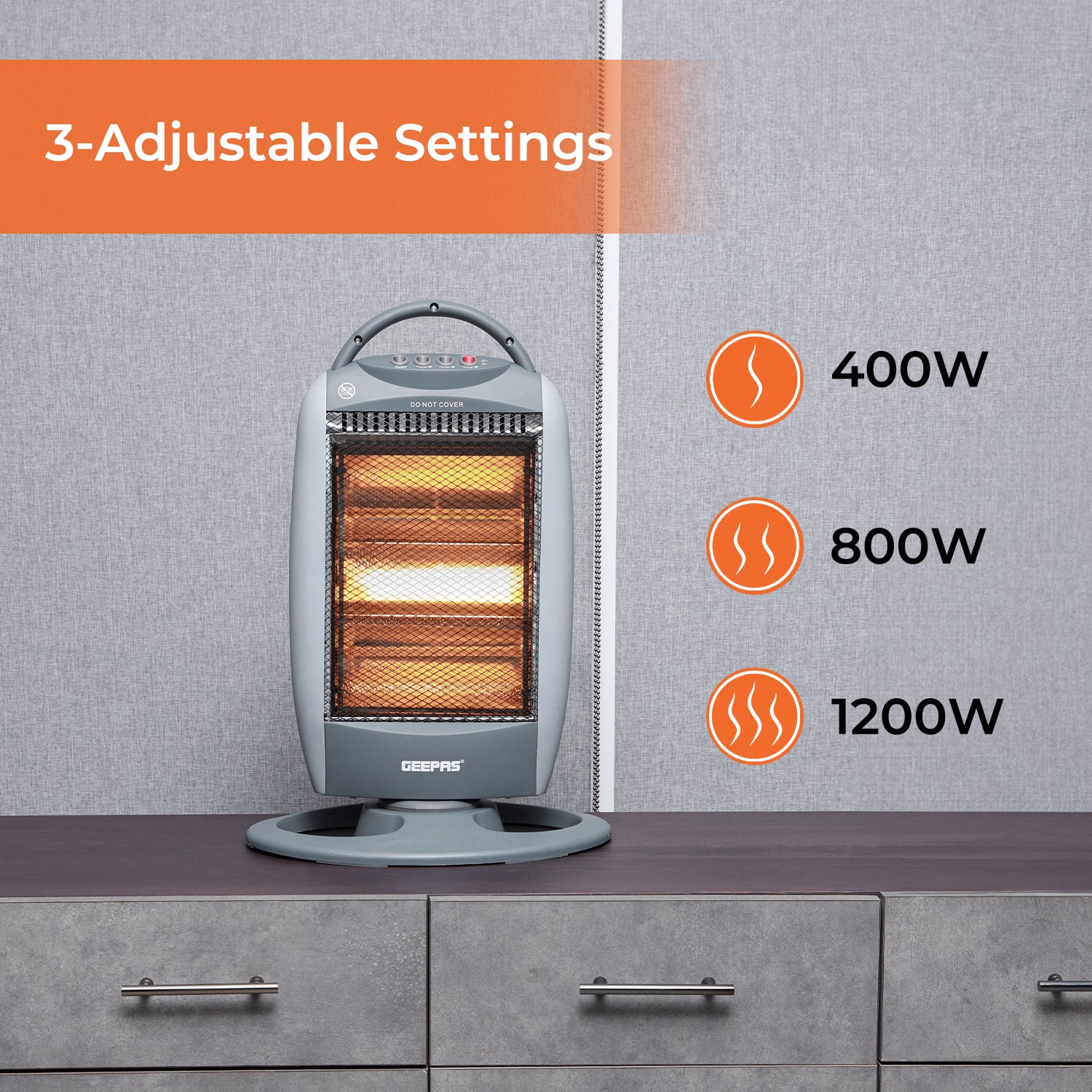 Pack of 2 Quartz Electric Halogen Heaters With Handle