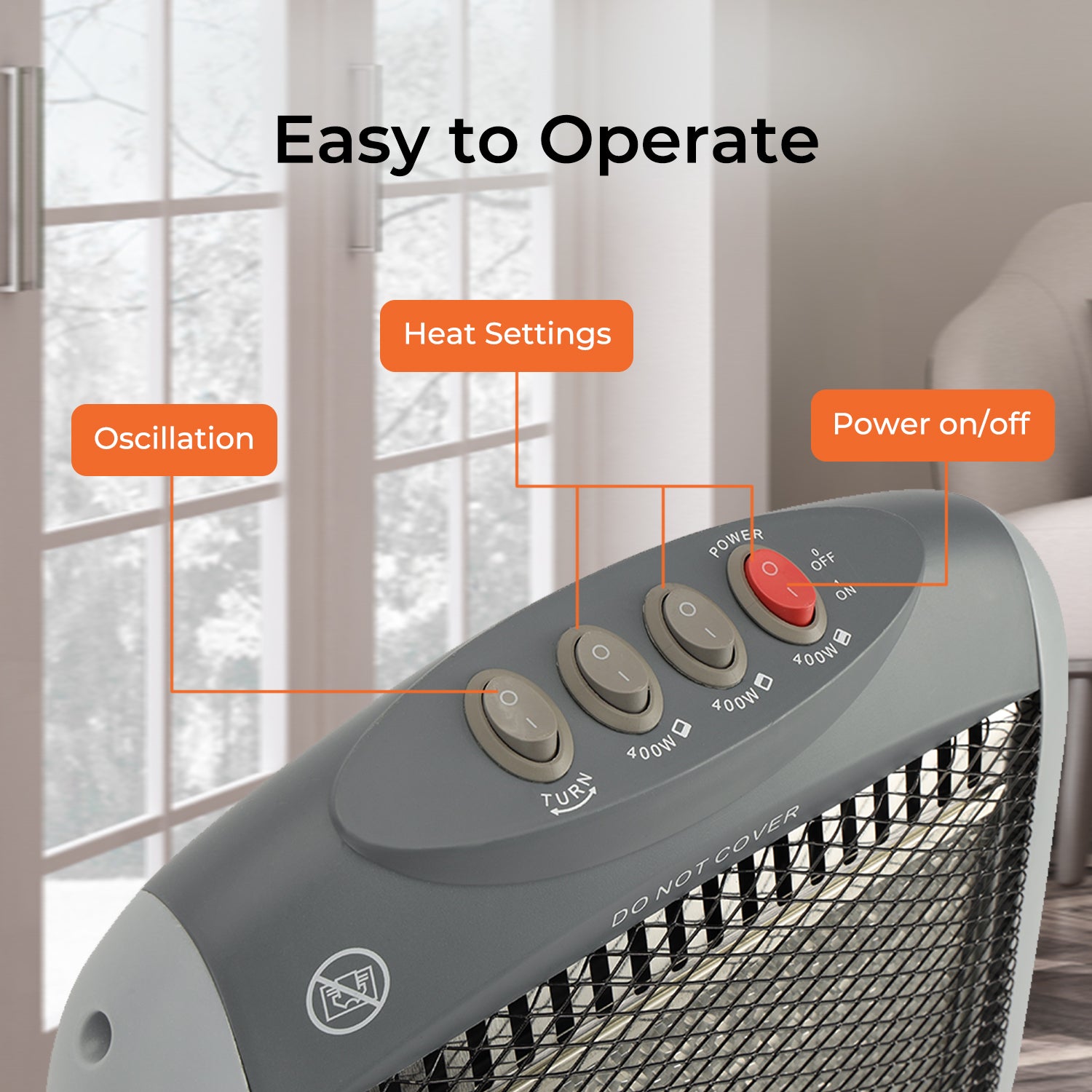 Set Of 2 Grey Instant Halogen Heaters With 3 Heat Settings