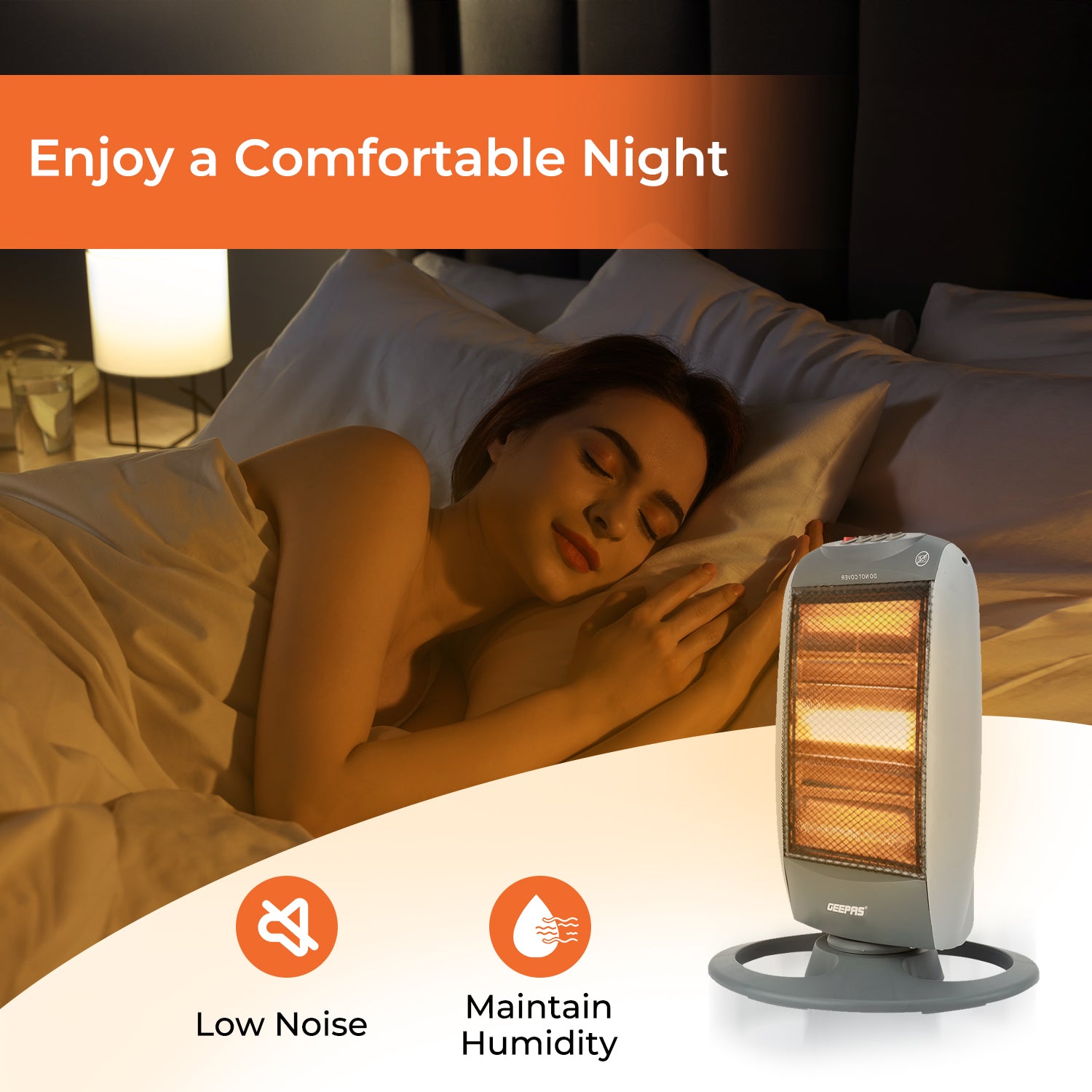 Set Of 2 Grey Instant Halogen Heaters With 3 Heat Settings