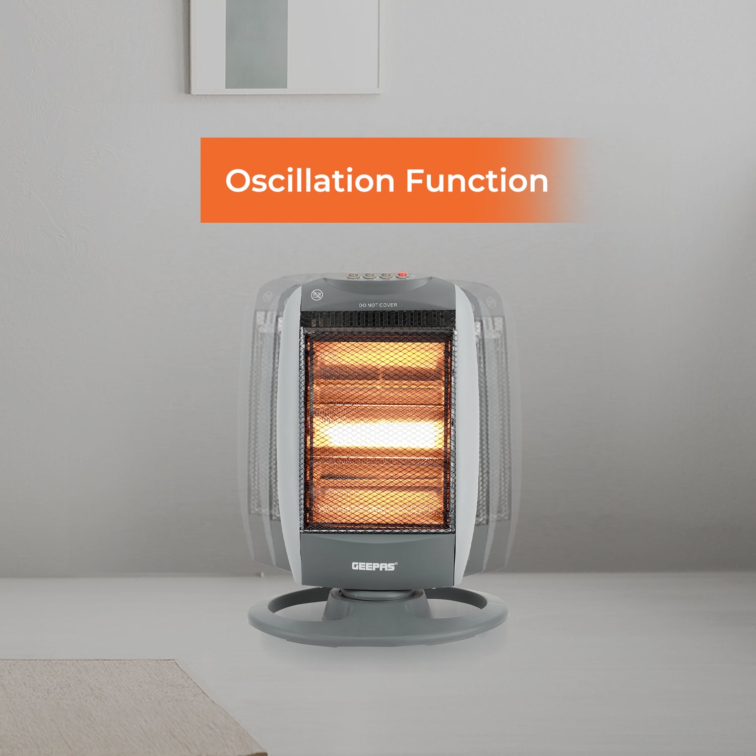 Set Of 2 Grey Instant Halogen Heaters With 3 Heat Settings