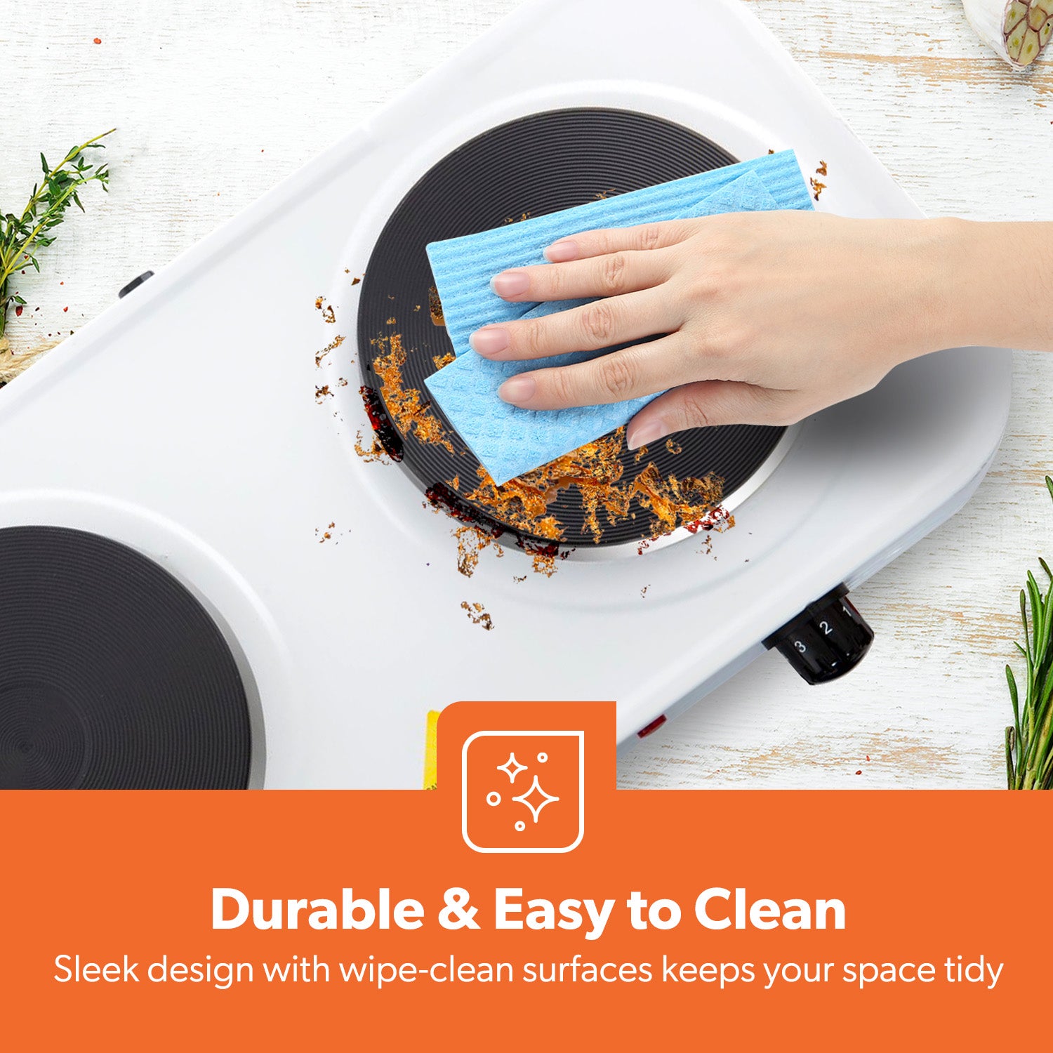 2000W Universal Electric Countertop Double Hot Plate