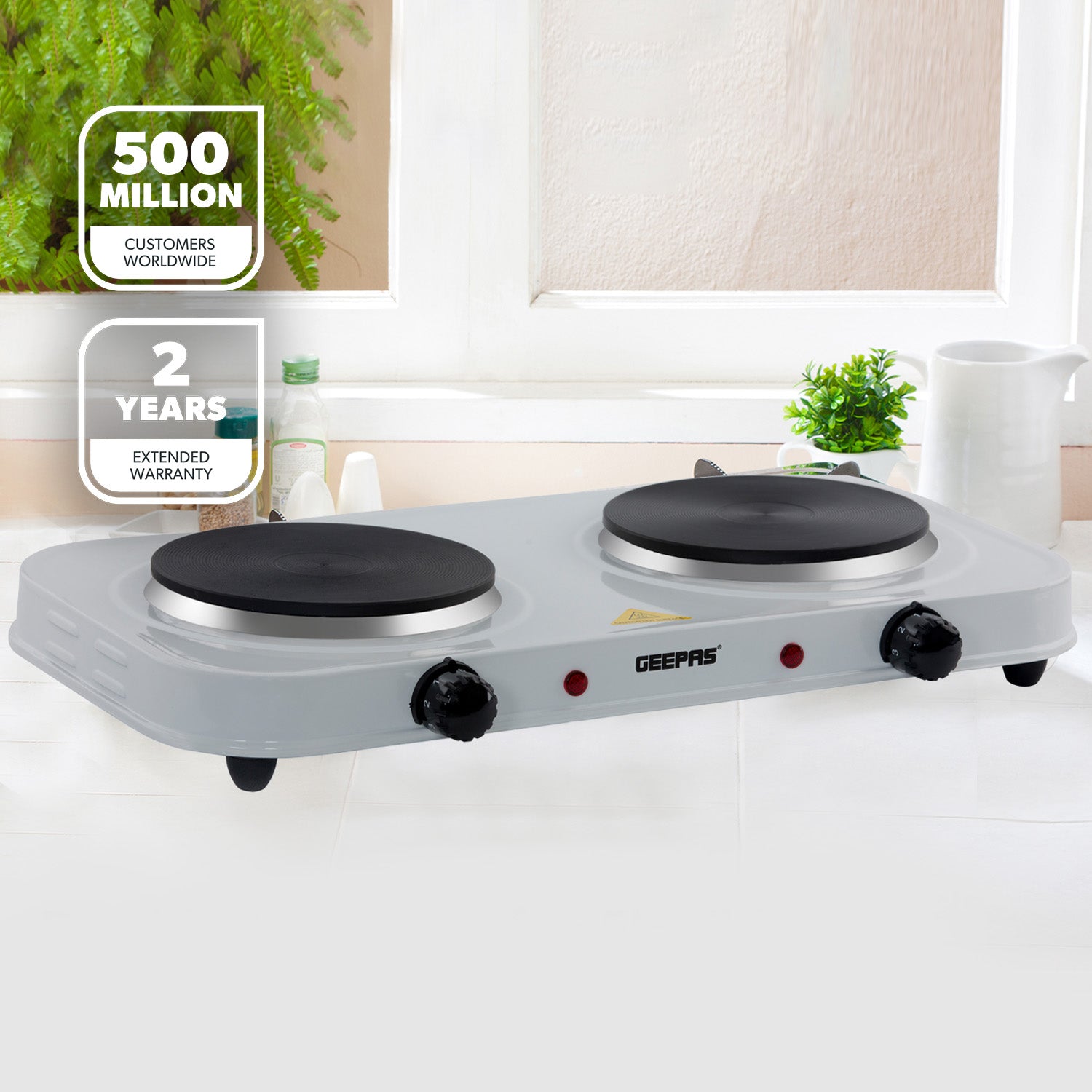 2000W Universal Electric Countertop Double Hot Plate