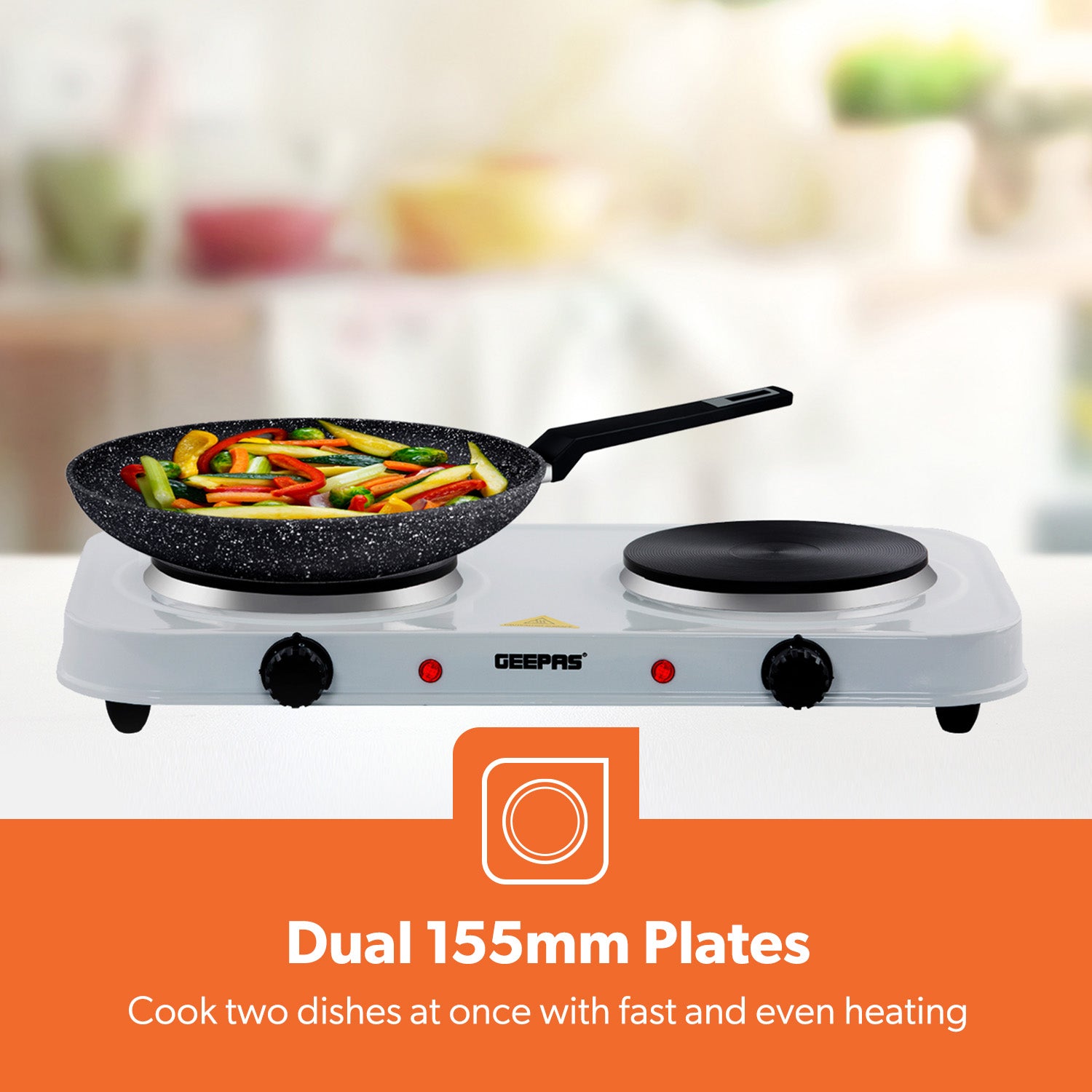 2000W Universal Electric Countertop Double Hot Plate