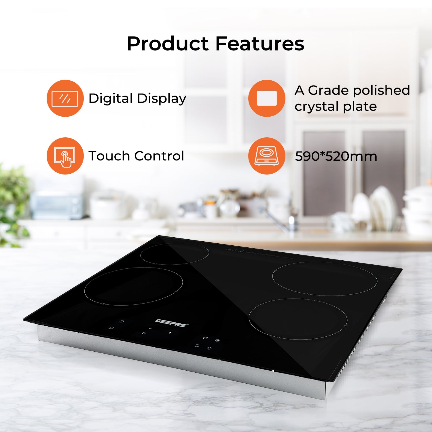 4-Burner Smart Digital Control Built-In Infrared Hob