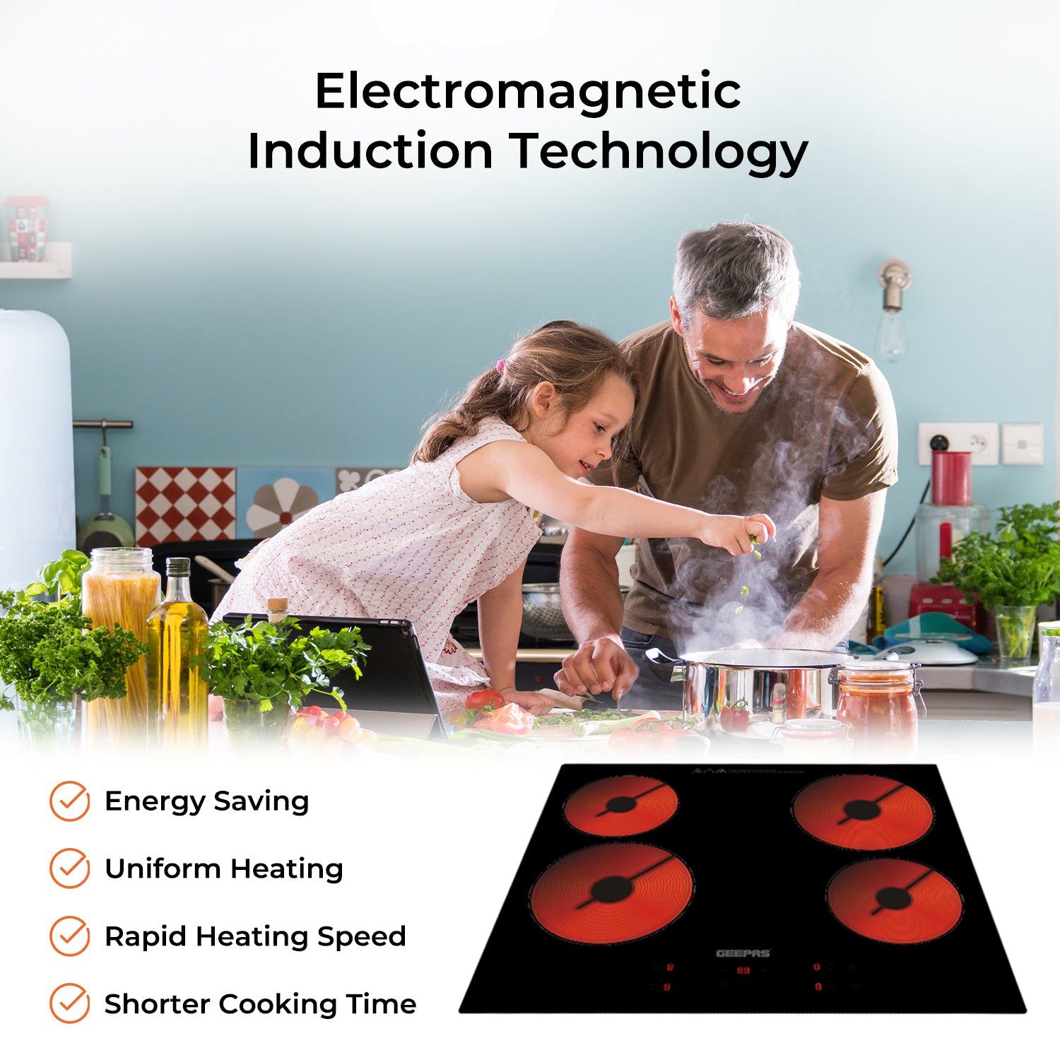 4-Burner Smart Digital Control Built-In Infrared Hob