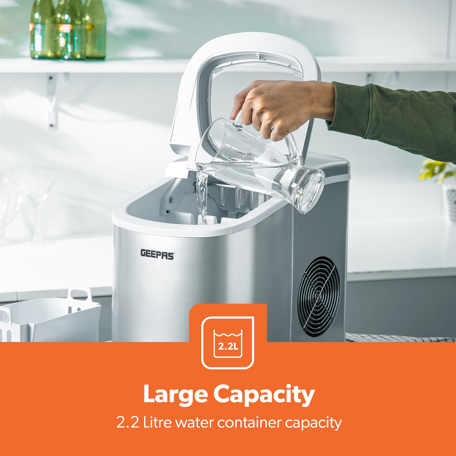 2.2L Countertop Ice Cube Maker - Fast, Automatic & Portable Ice Machine