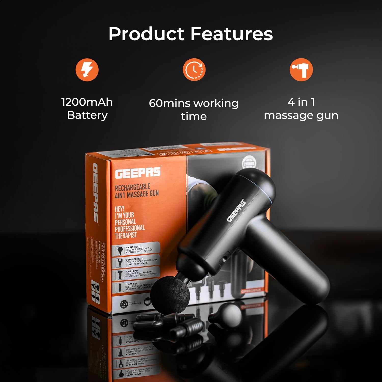 4-In-1 Rechargeable Sonic Massage Gun