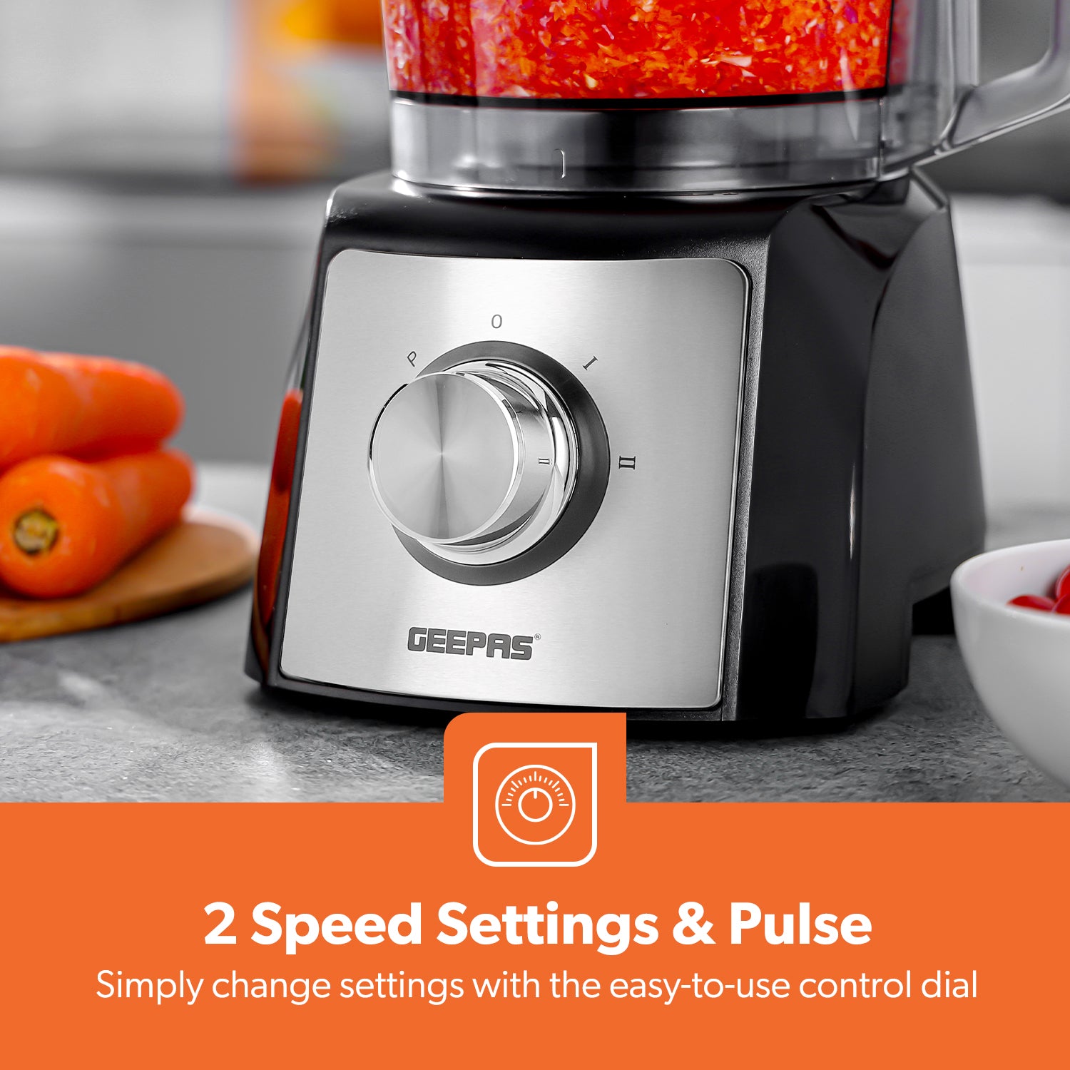 1200W Compact Food Processor, Blender & Grinder Silver