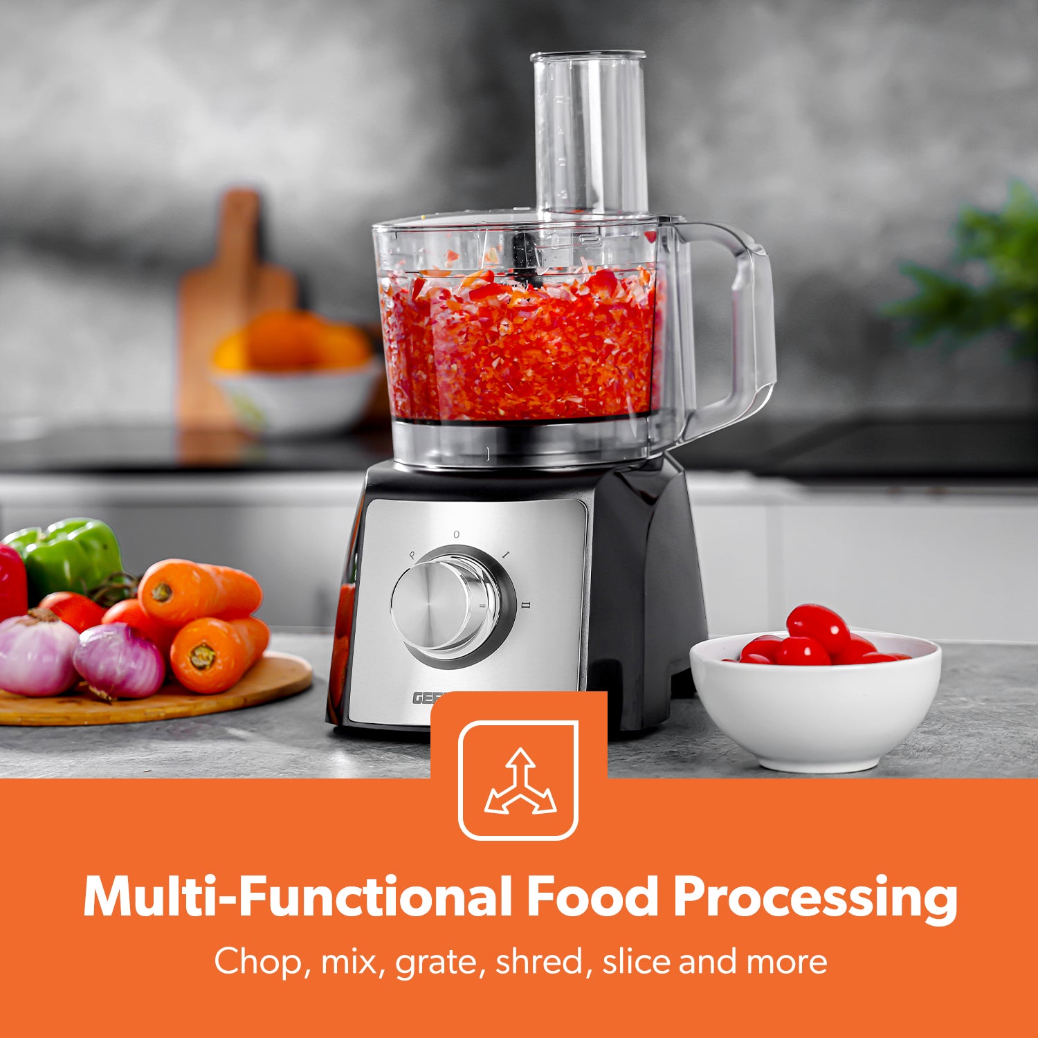 1200W Compact Food Processor, Blender & Grinder Silver