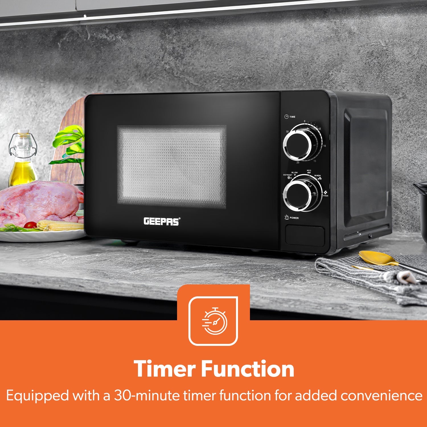 Electric Kettle, 4 Slice Toaster & Microwave Kitchen Set In Black
