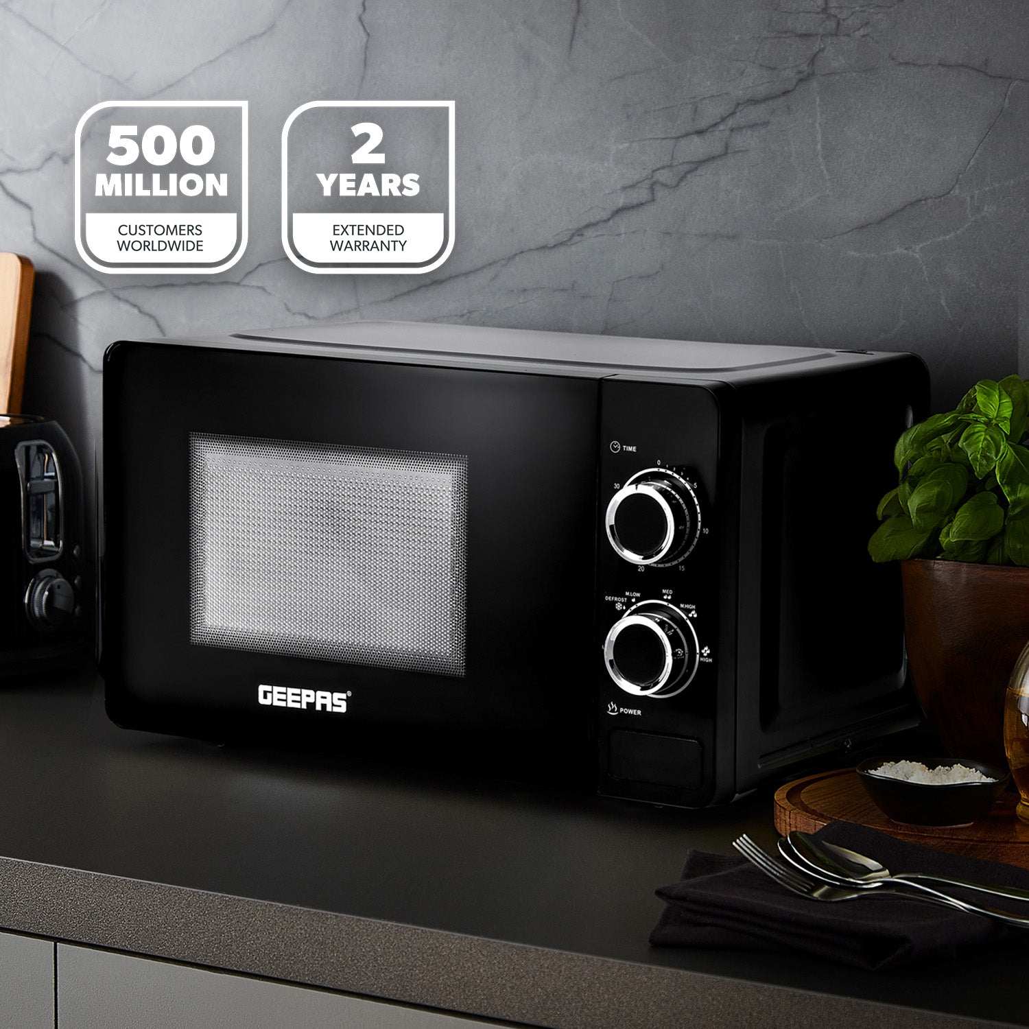 20L Black Solo Freestanding Manual Microwave