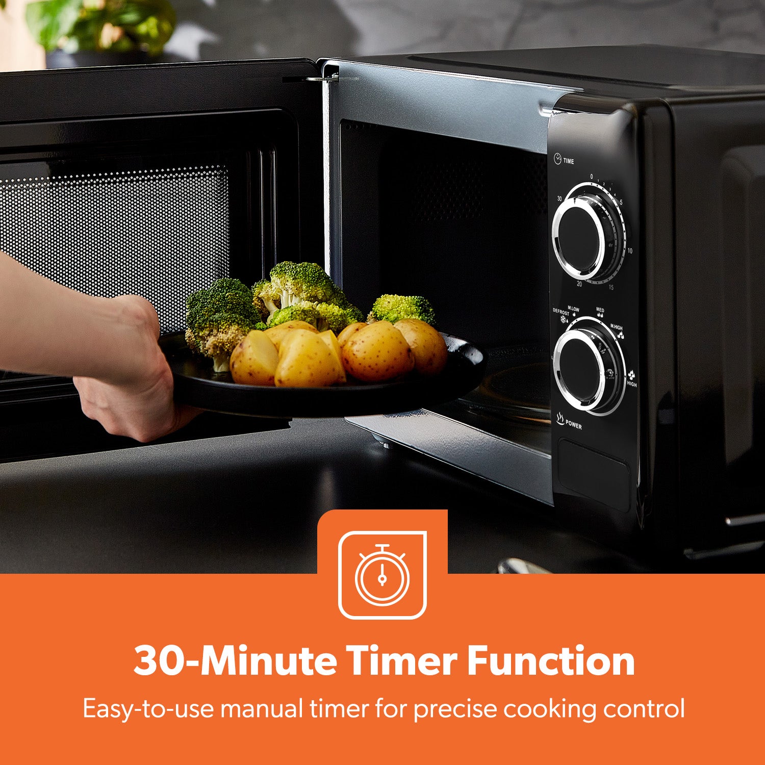 20L Black Solo Freestanding Manual Microwave