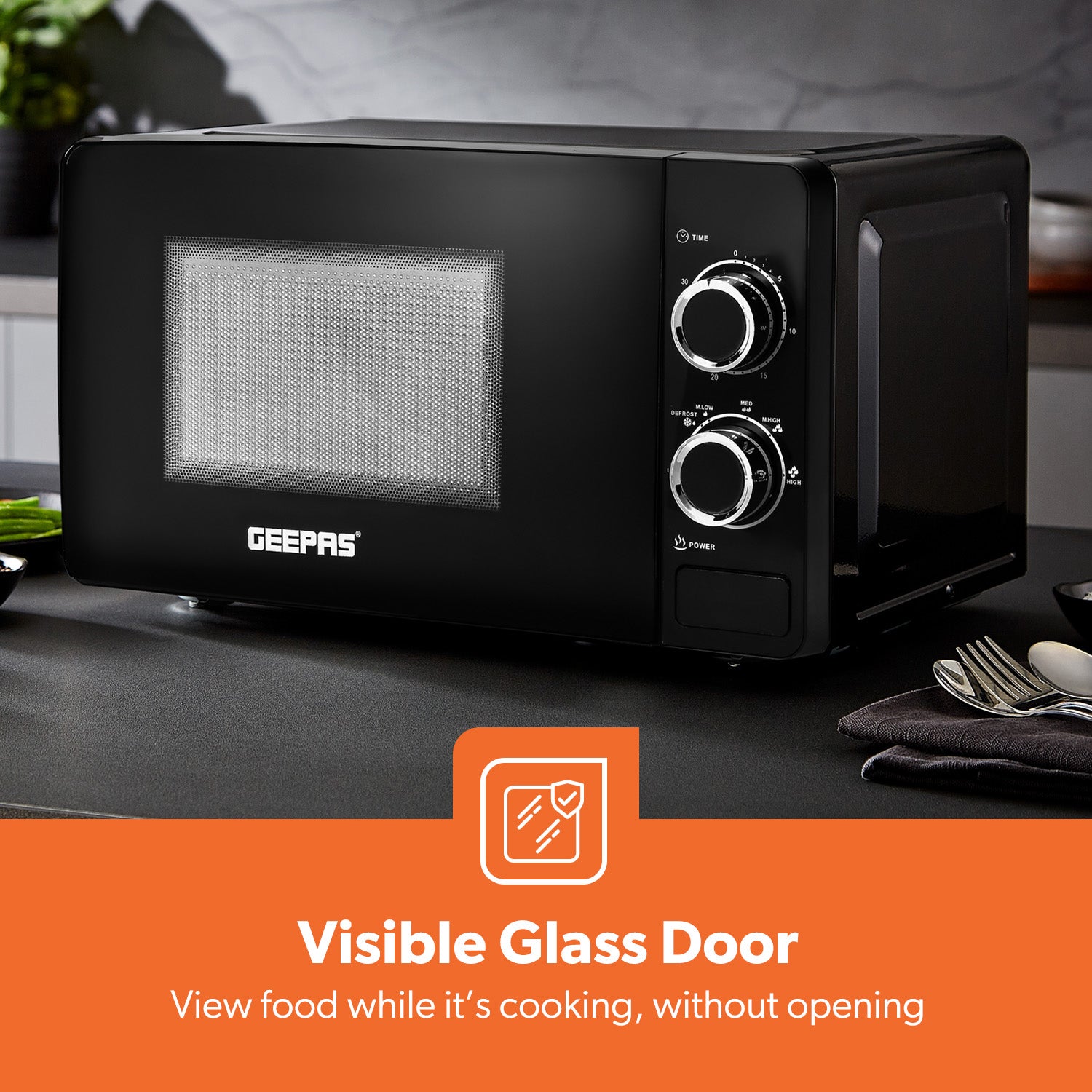 20L Black Solo Freestanding Manual Microwave