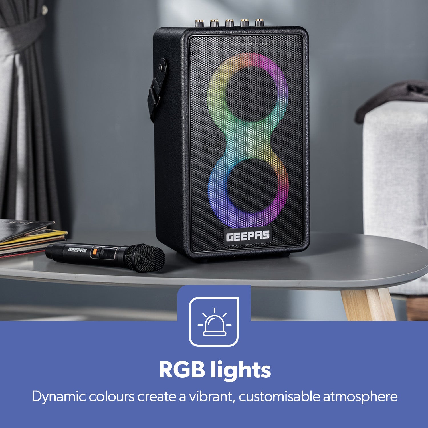Karaoke Machine RGB Bluetooth Speaker With Wireless Microphone