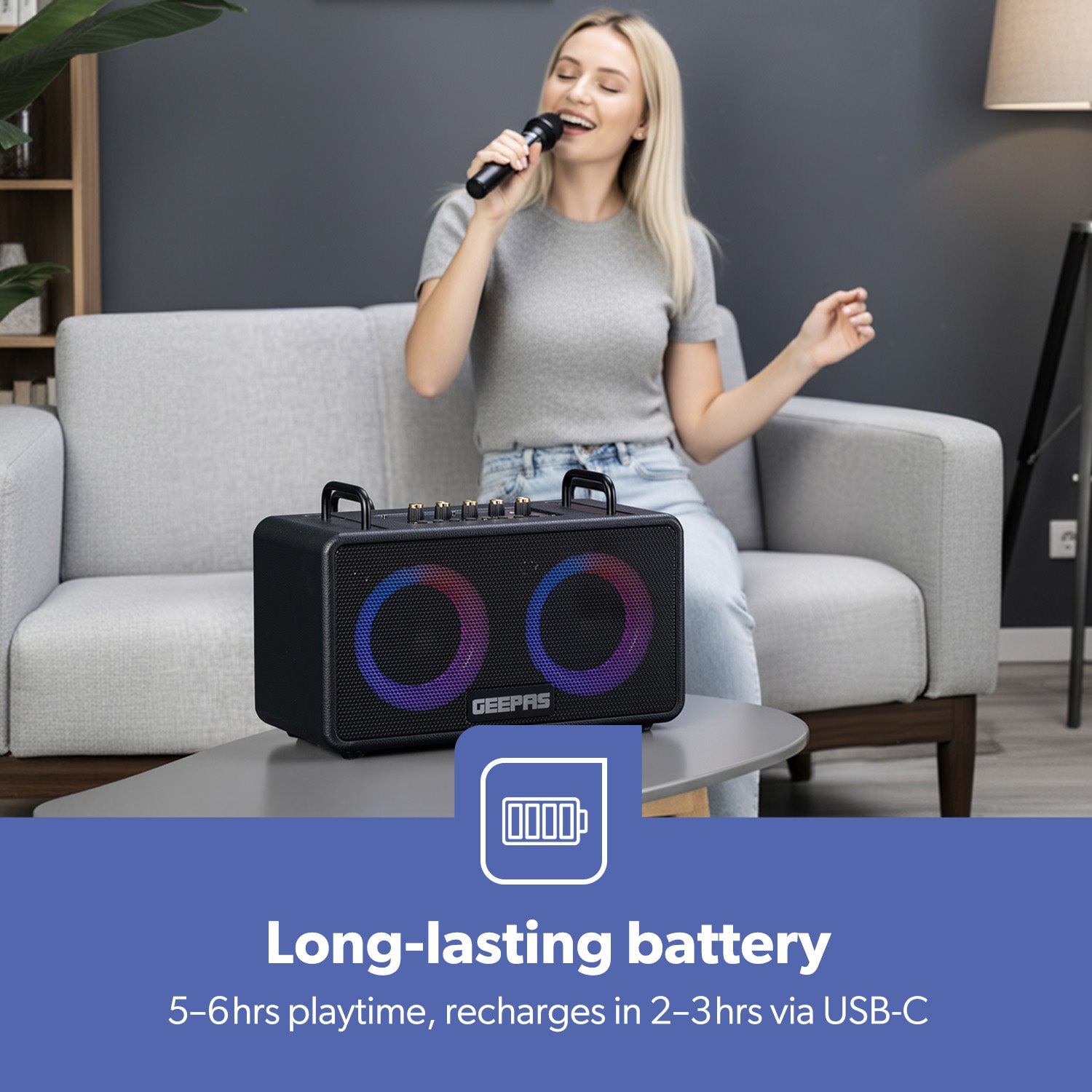 Portable Bluetooth Speaker With Wireless Microphone Karaoke Machine