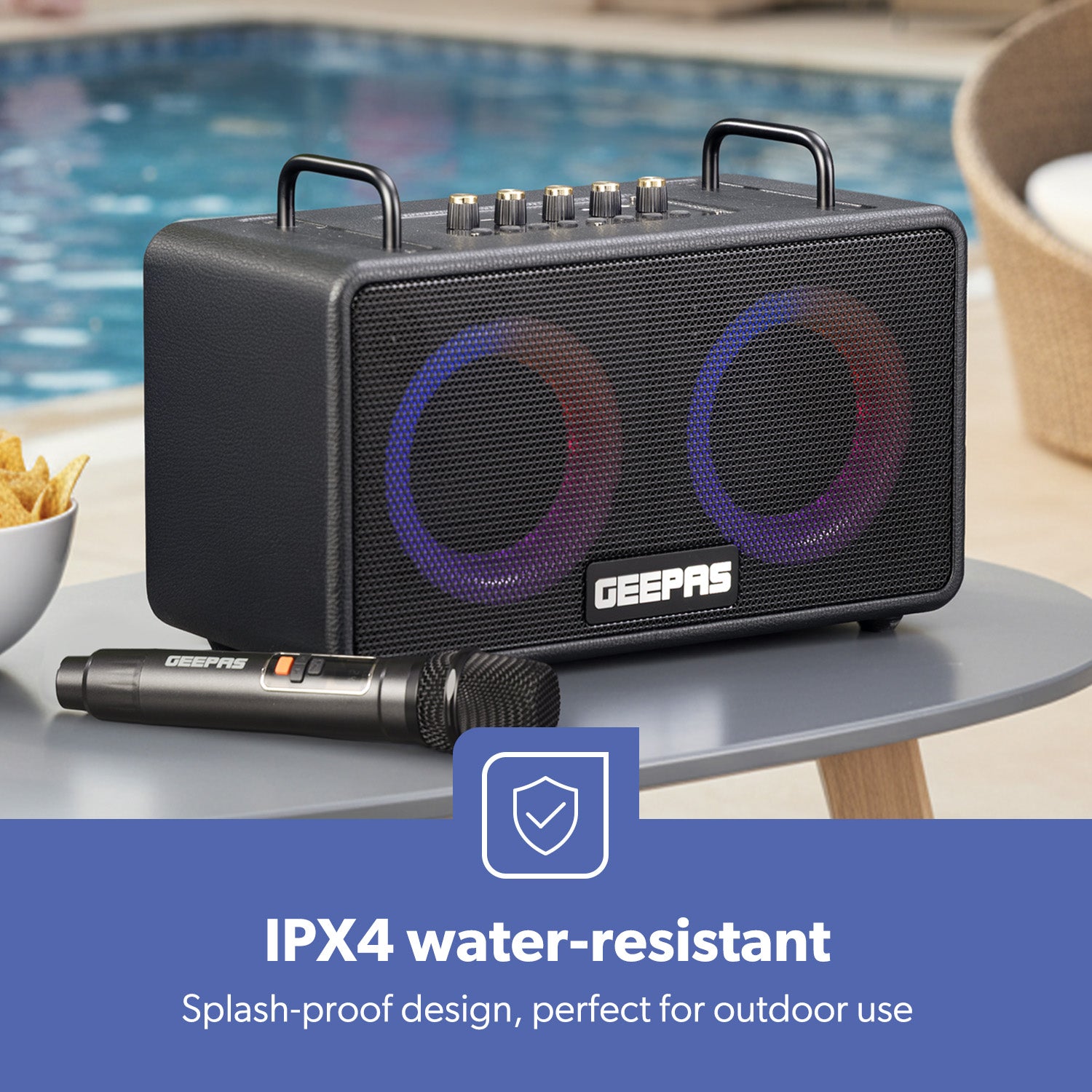 Portable Bluetooth Speaker With Wireless Microphone Karaoke Machine