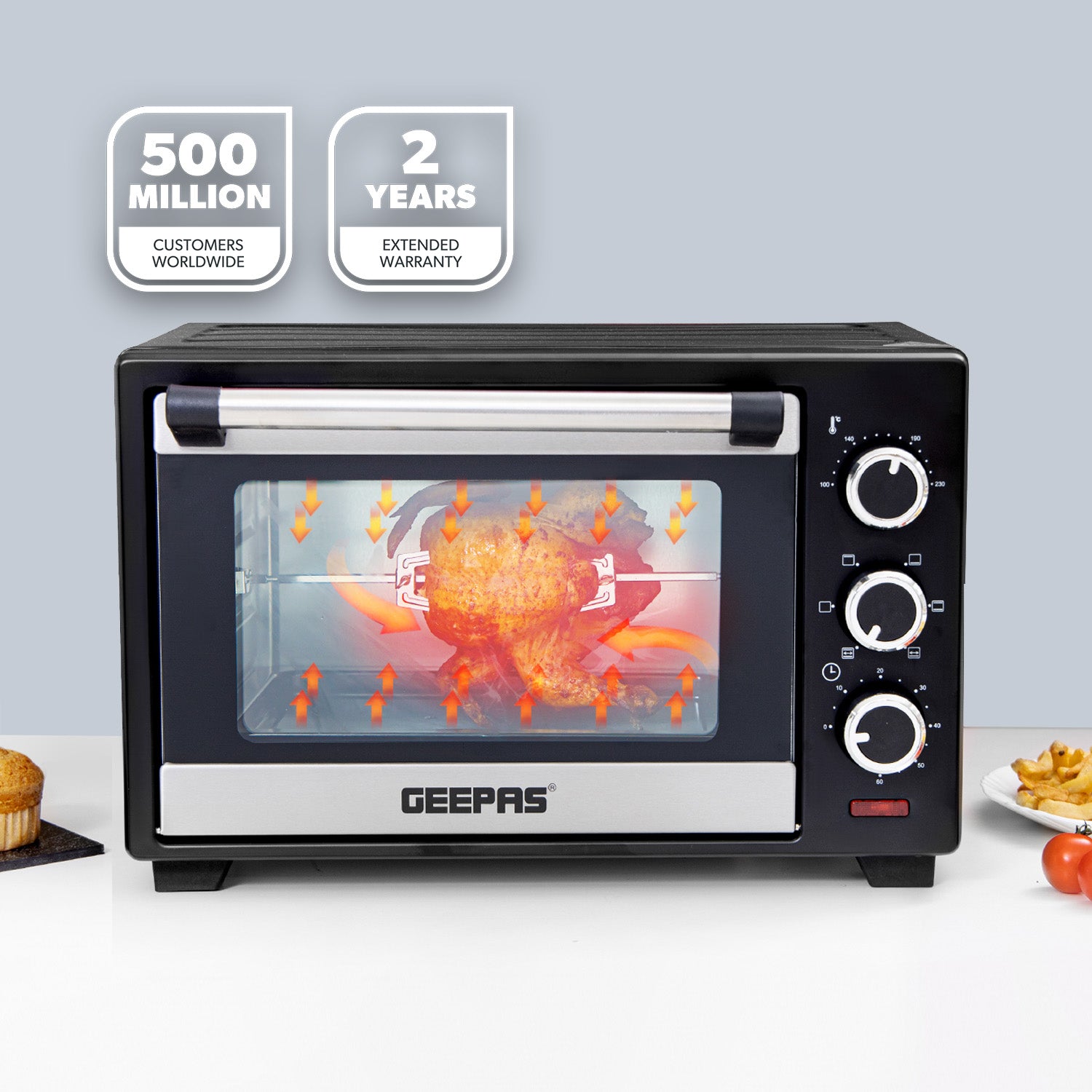 25L Electric Mini Oven Cooker With Grill and Rotisserie