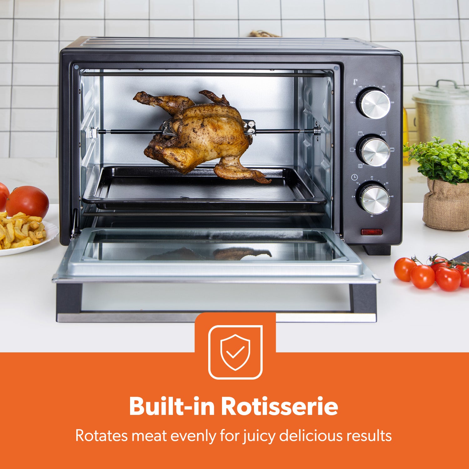 25L Electric Mini Oven Cooker With Grill and Rotisserie
