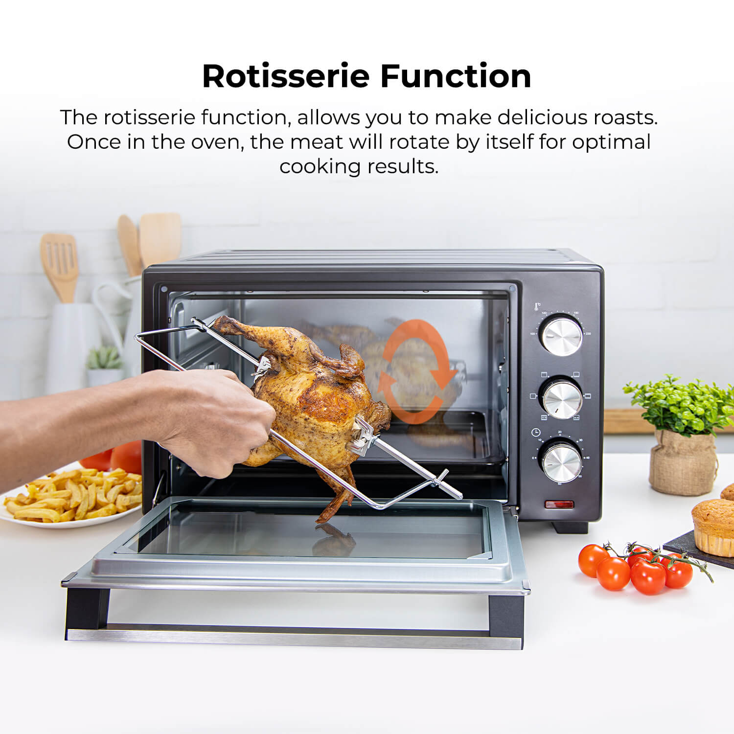 25L Electric Oven With Grill and Rotisserie