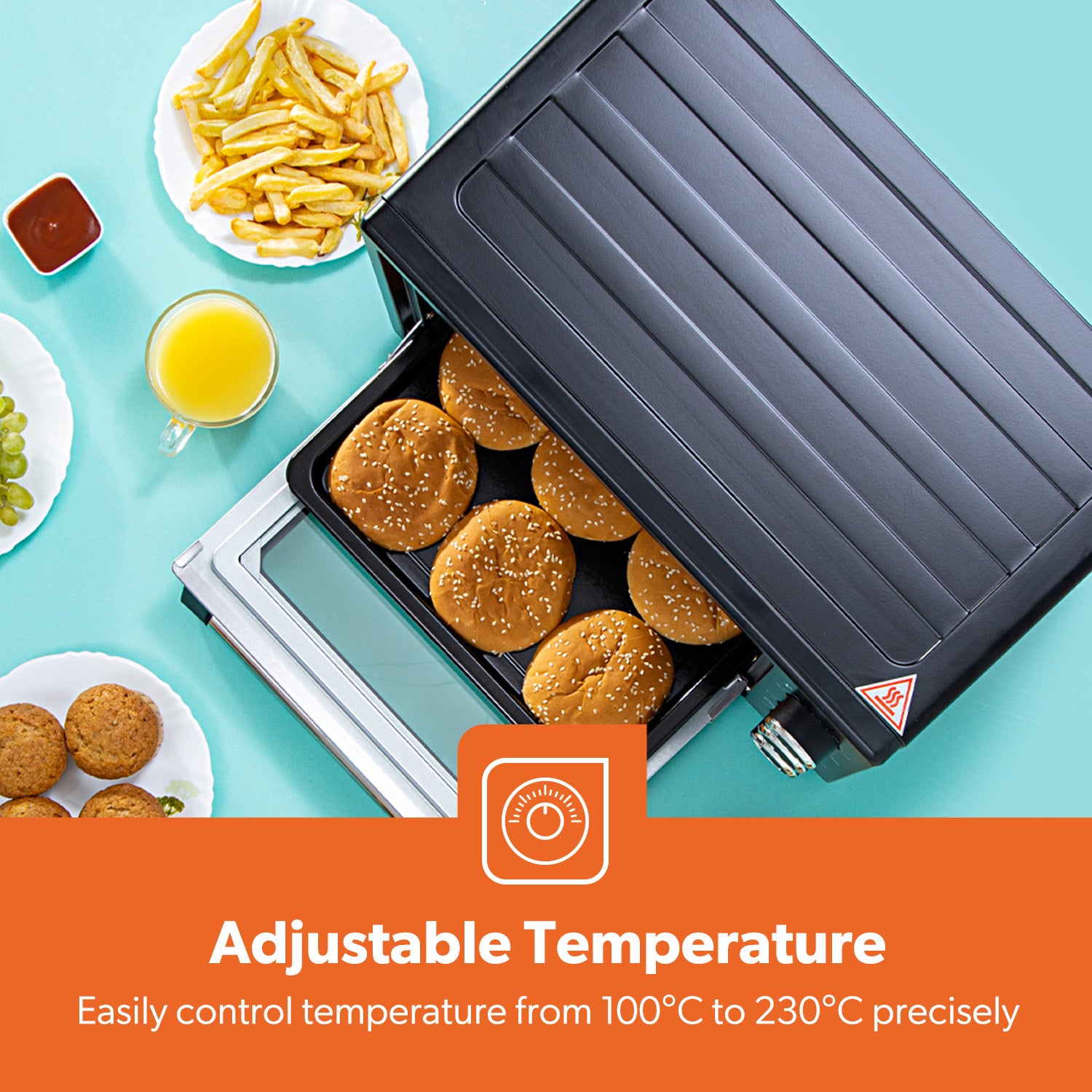 25L Electric Mini Oven Cooker With Grill and Rotisserie