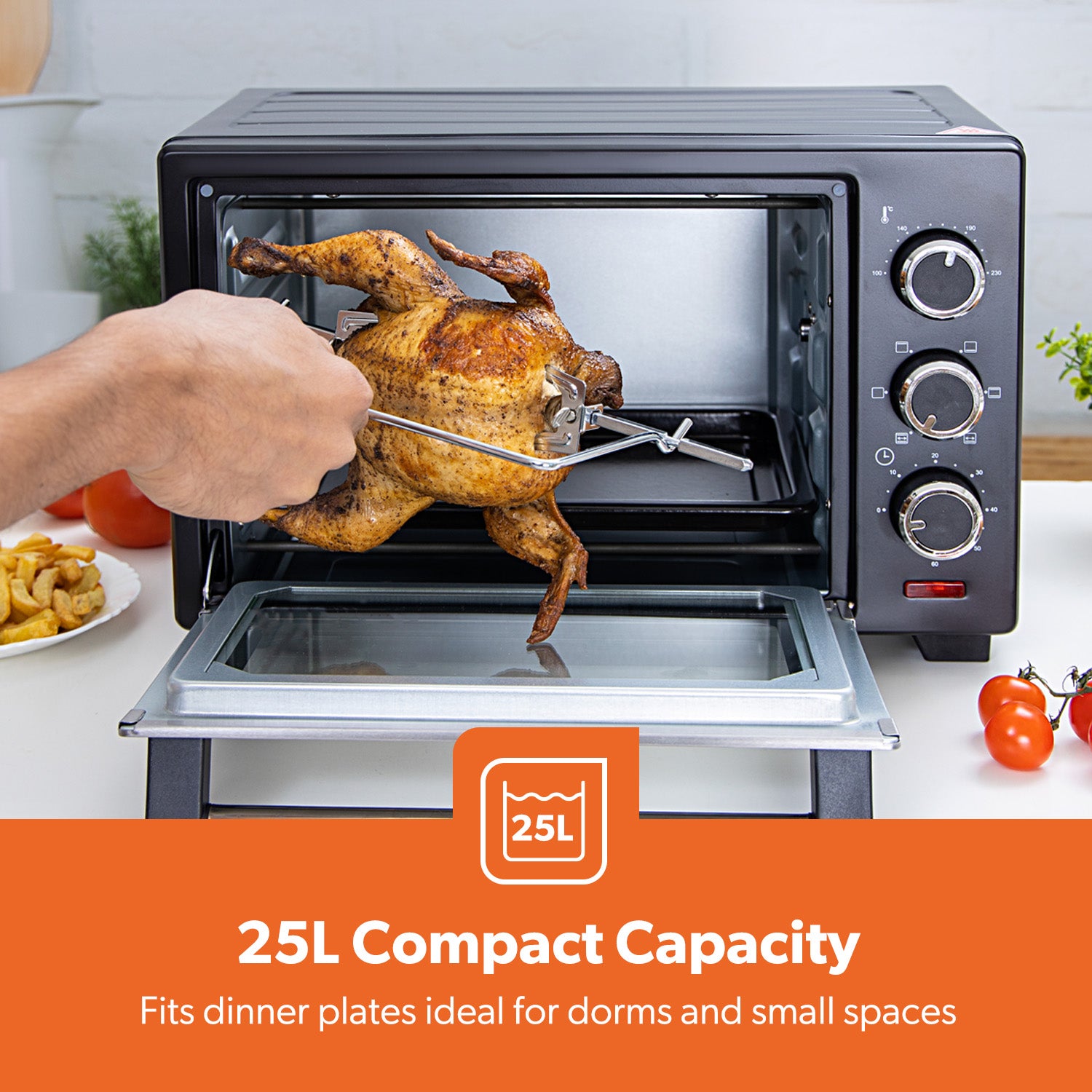25L Electric Mini Oven Cooker With Grill and Rotisserie