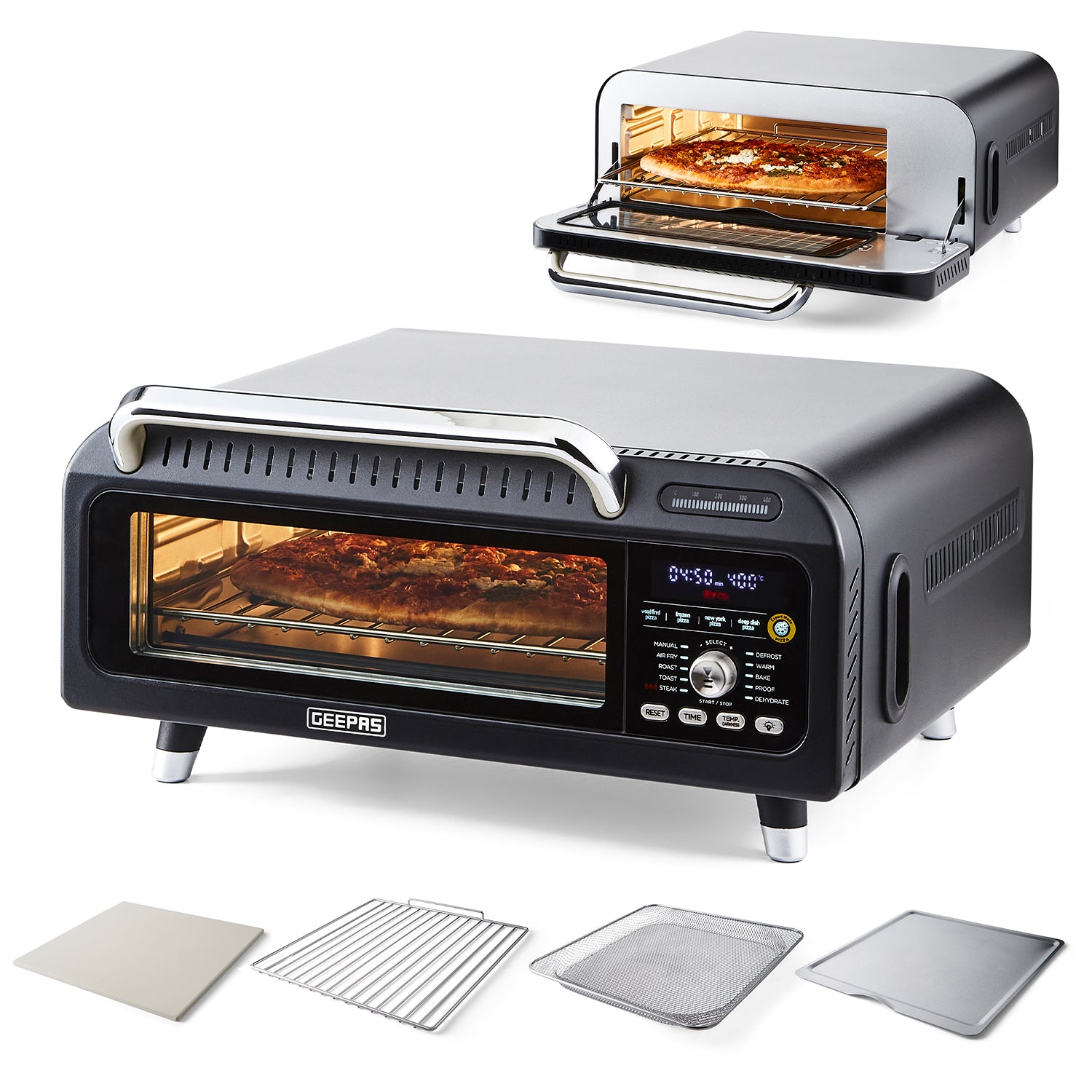 15-In-1 Black Air Fryer Pizza Oven For Indoor & Outdoor 18L