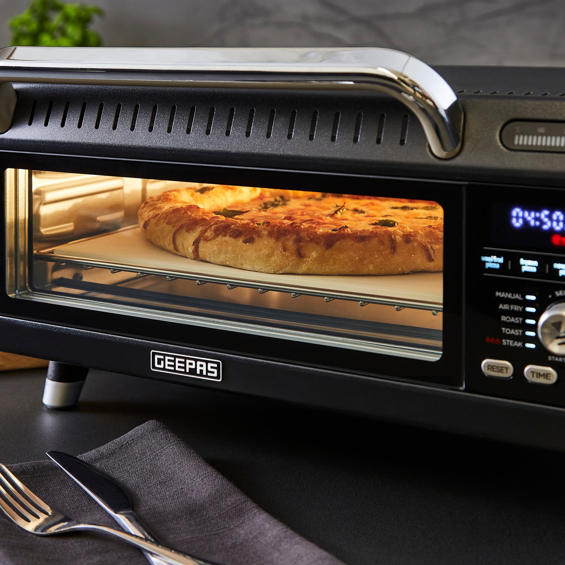 15-In-1 Black Air Fryer Pizza Oven For Indoor & Outdoor 18L