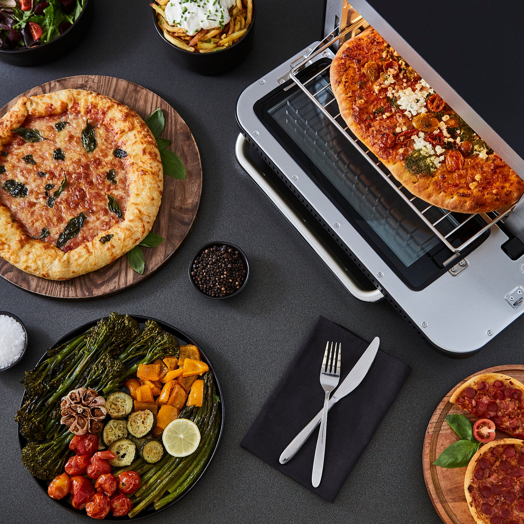 15-In-1 Black Air Fryer Pizza Oven For Indoor & Outdoor 18L