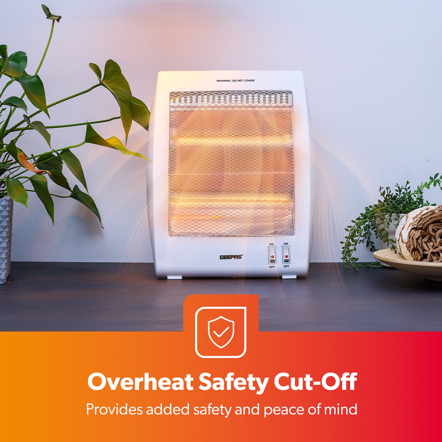 Portable Upright Electric Quartz Halogen Heater 800W