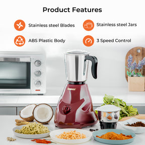 2-In-1 Multifunctional Wet and Dry Indian Mixer Grinder 550W
