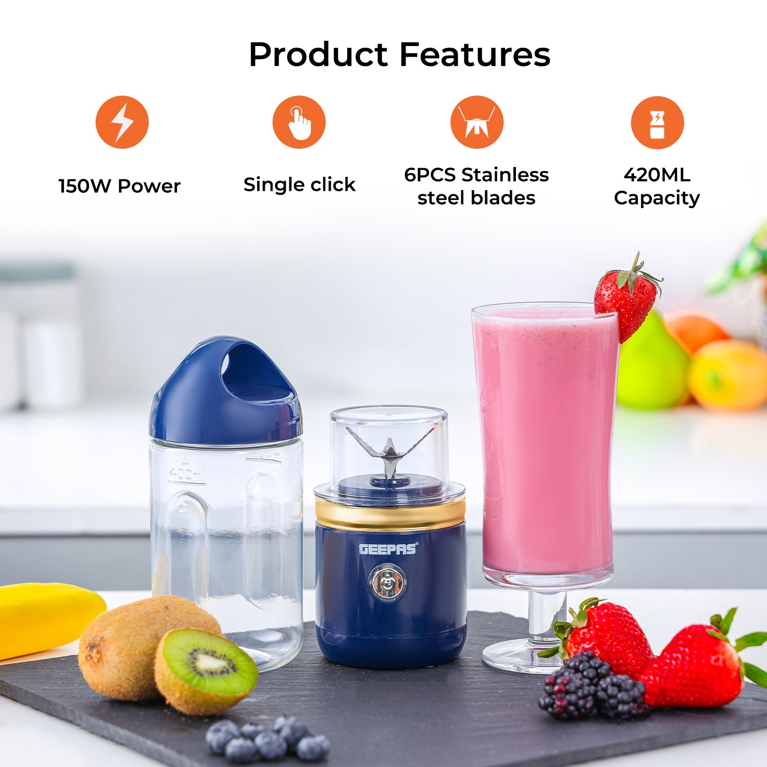 420ml Navy Handheld Rechargeable Portable Mini Blender