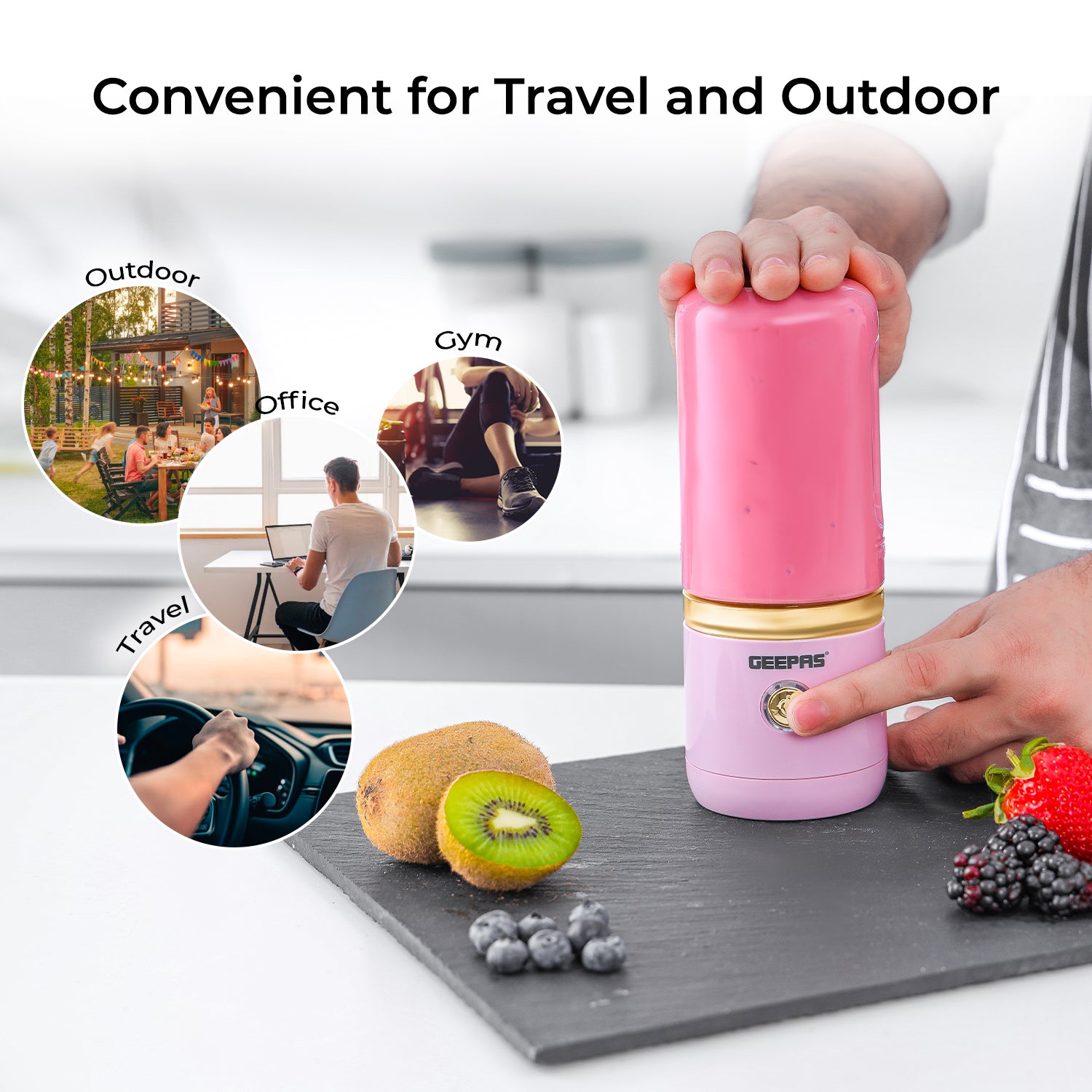 420ml Rechargeable Portable Blender and Juicer (Pink)