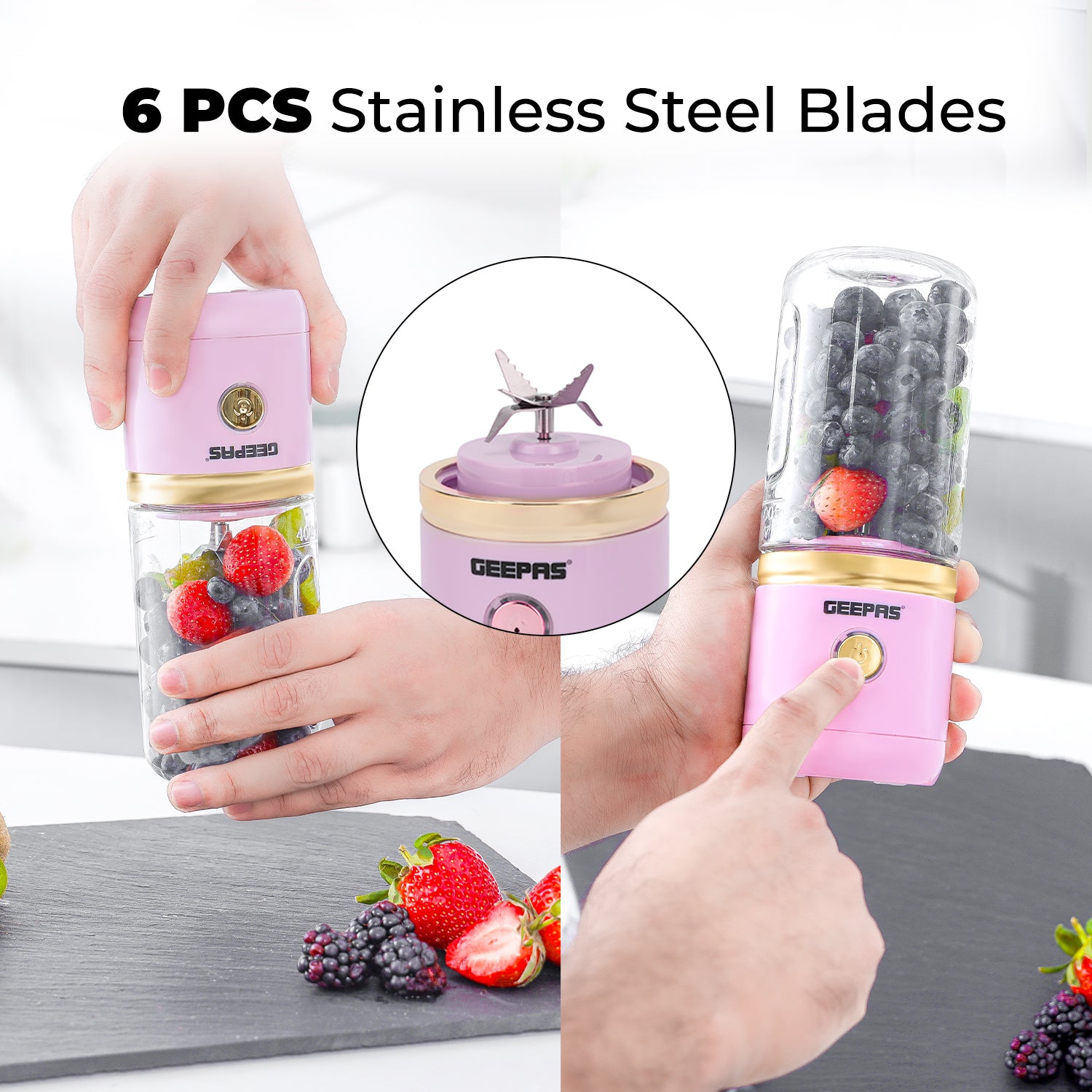420ml Rechargeable Portable Blender and Juicer (Pink)
