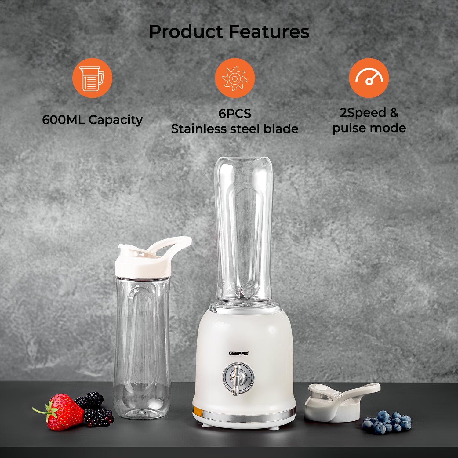 White Two-Speed Retro Style Blender & Smoothie Maker