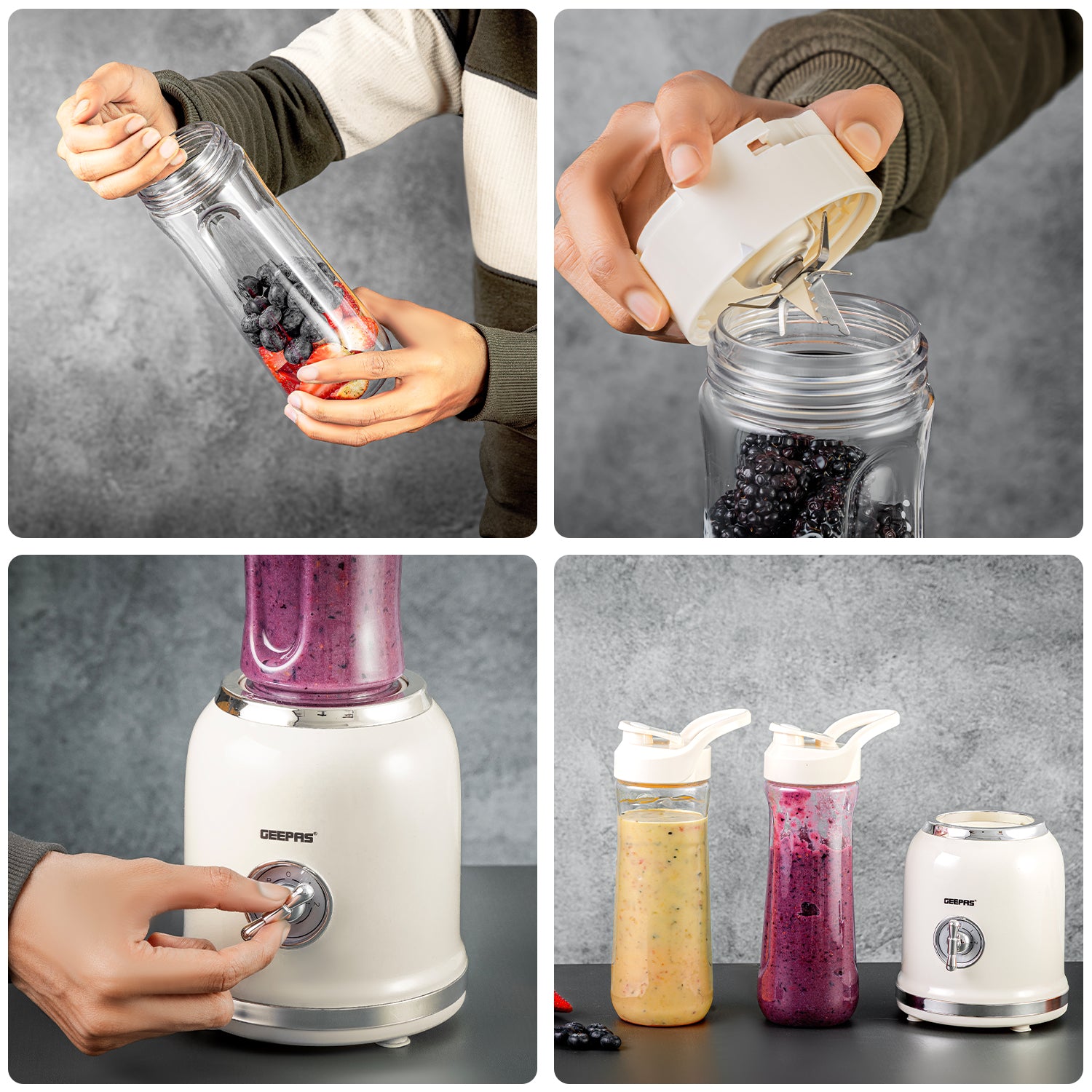 White Two-Speed Retro Style Blender & Smoothie Maker