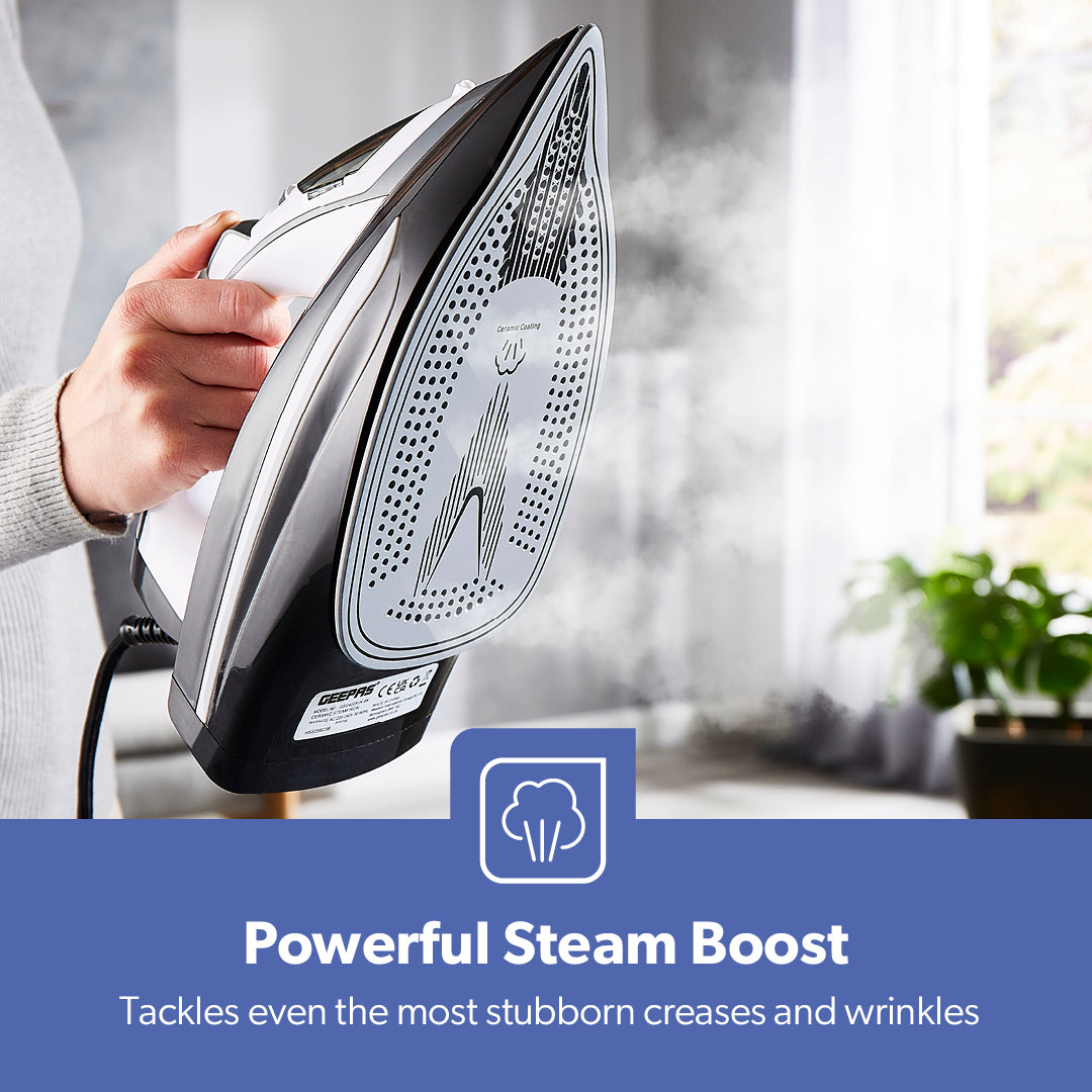 Black Anti-Drip Ceramic Plate Steam Iron