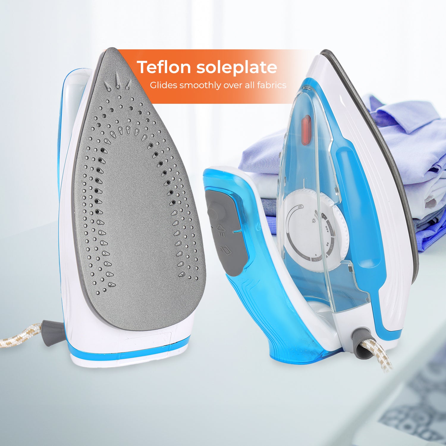 2-In-1 Portable Wet and Dry Travel Iron With Foldable Handle