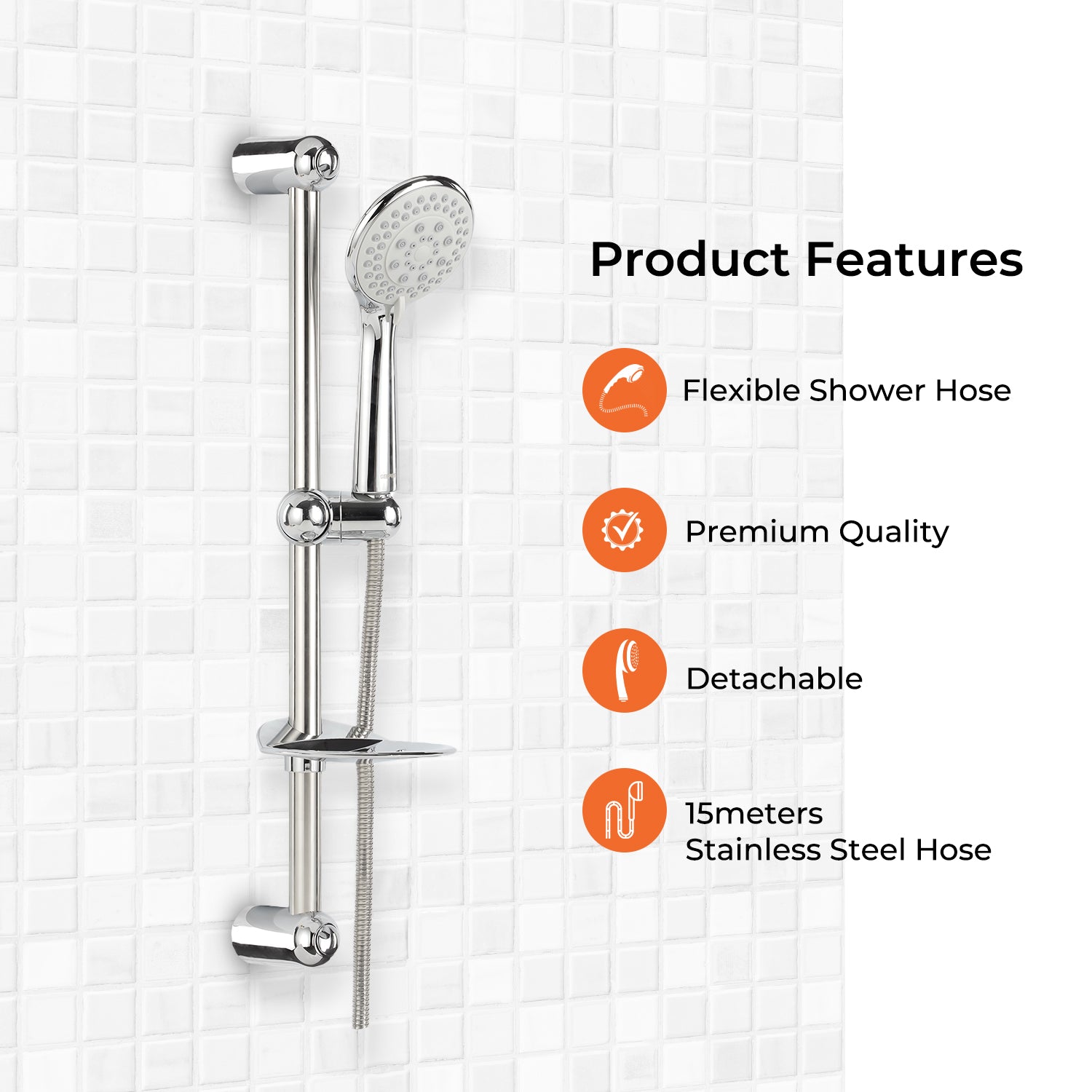 Stainless Steel Sliding Rail Shower Set With High Pressure Shower Head