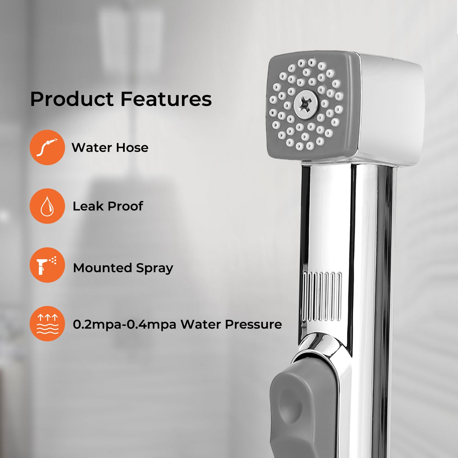 Chrome CUBE Handheld Bidet Toilet Sprayer and Shattaf