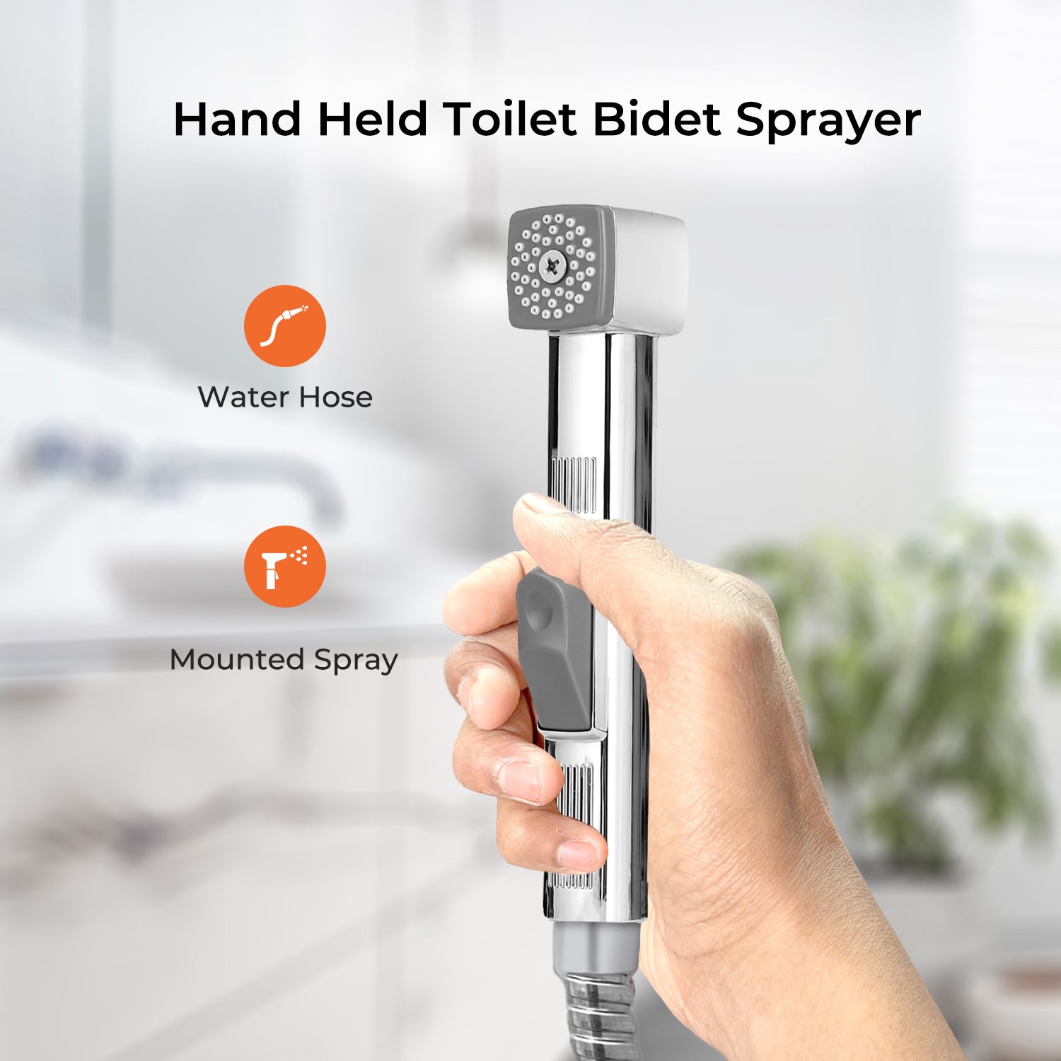 Chrome CUBE Handheld Bidet Toilet Sprayer and Shattaf