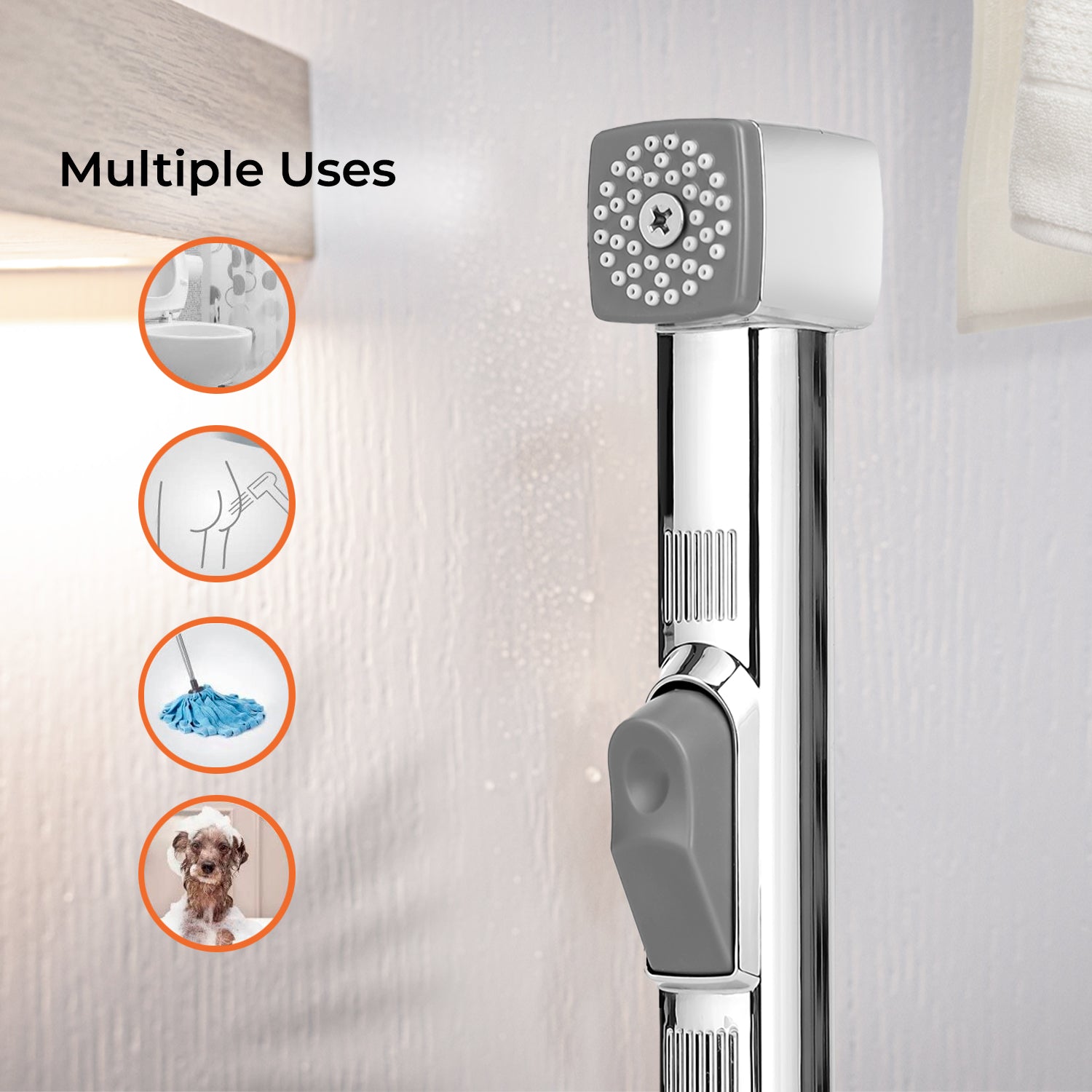 Chrome CUBE Handheld Bidet Toilet Sprayer and Shattaf