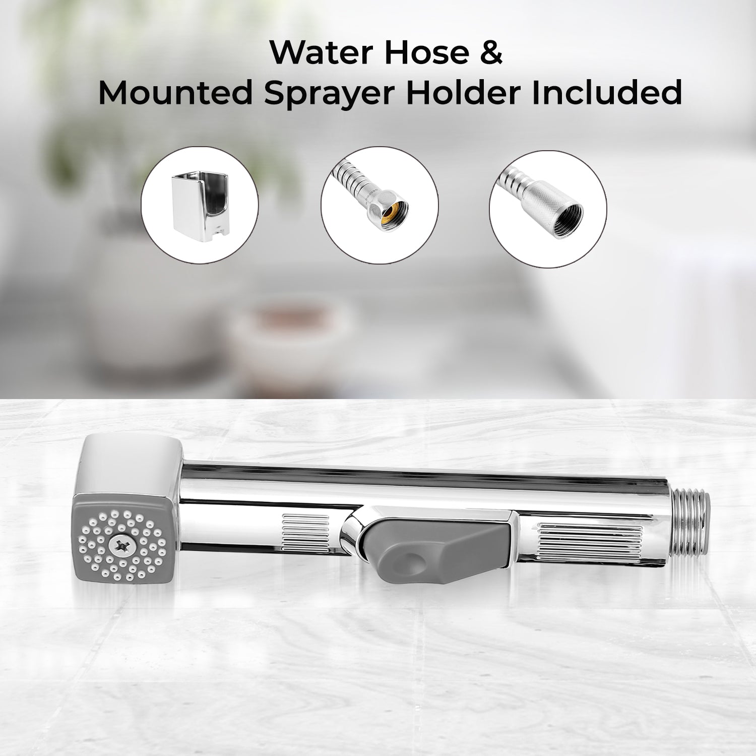 Chrome CUBE Handheld Bidet Toilet Sprayer and Shattaf