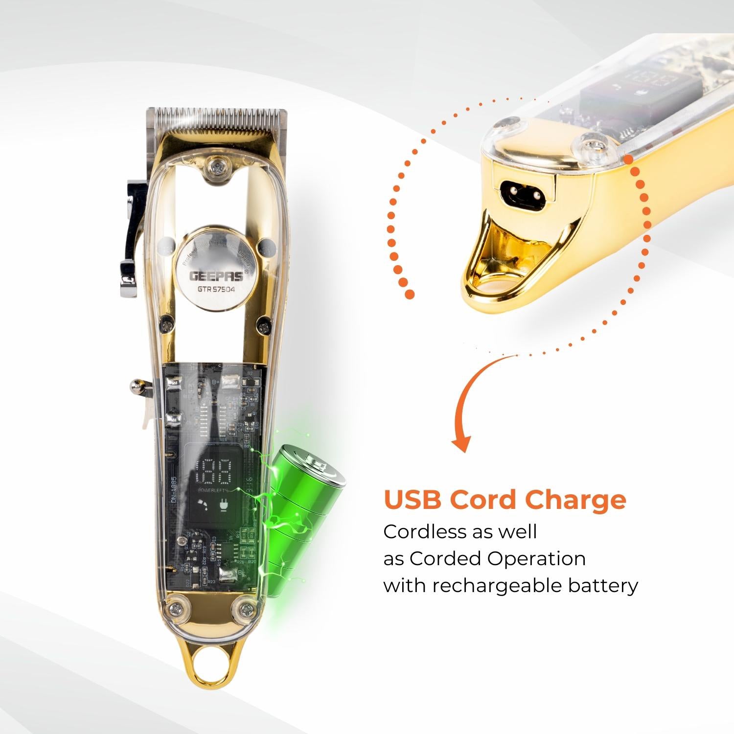 Gold Rechargeable Professional Hair Clipper and Shaver
